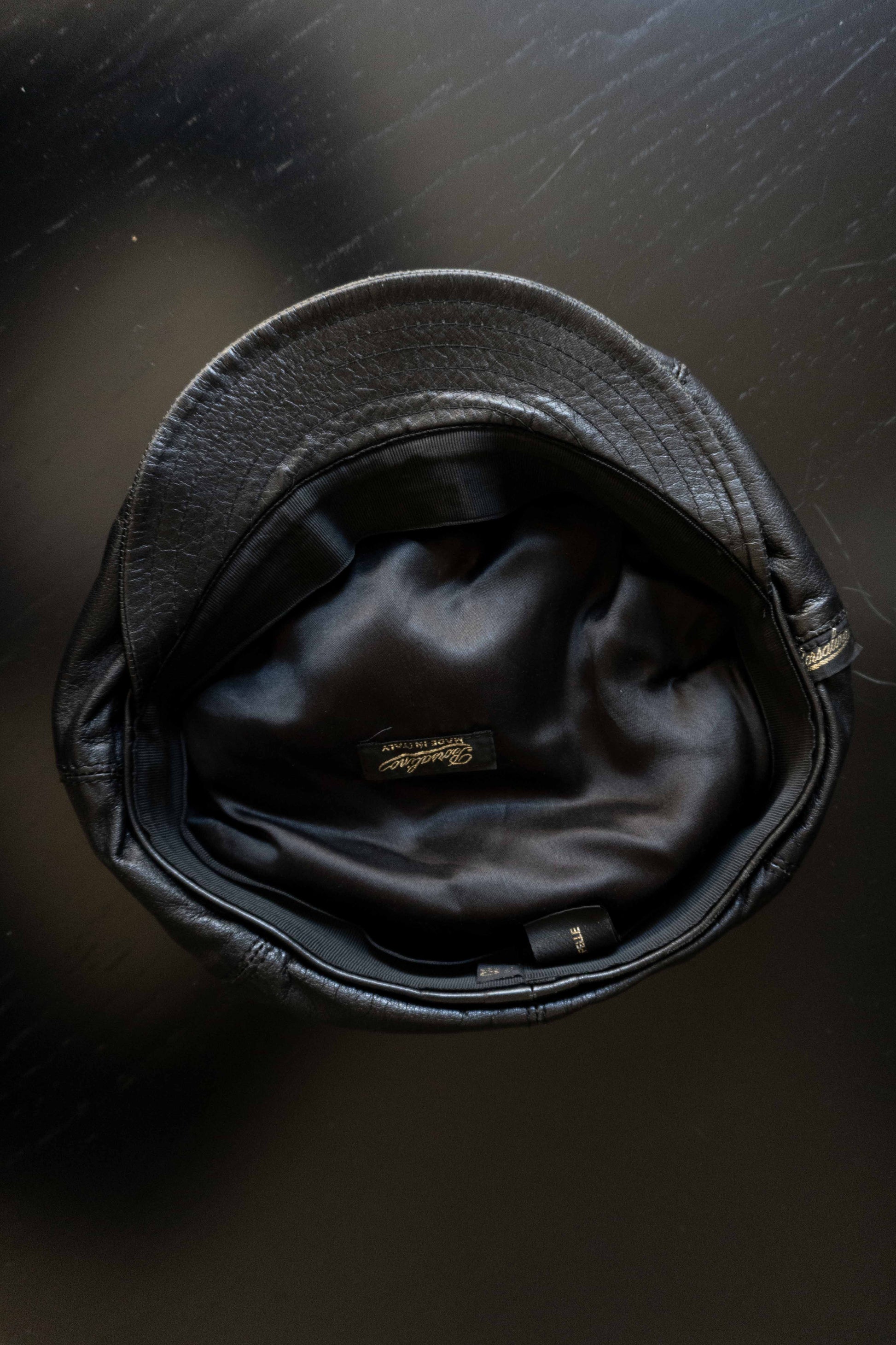 Vintage Borsalino Bakerboy Mütze Leder, L theplaincircle vintage