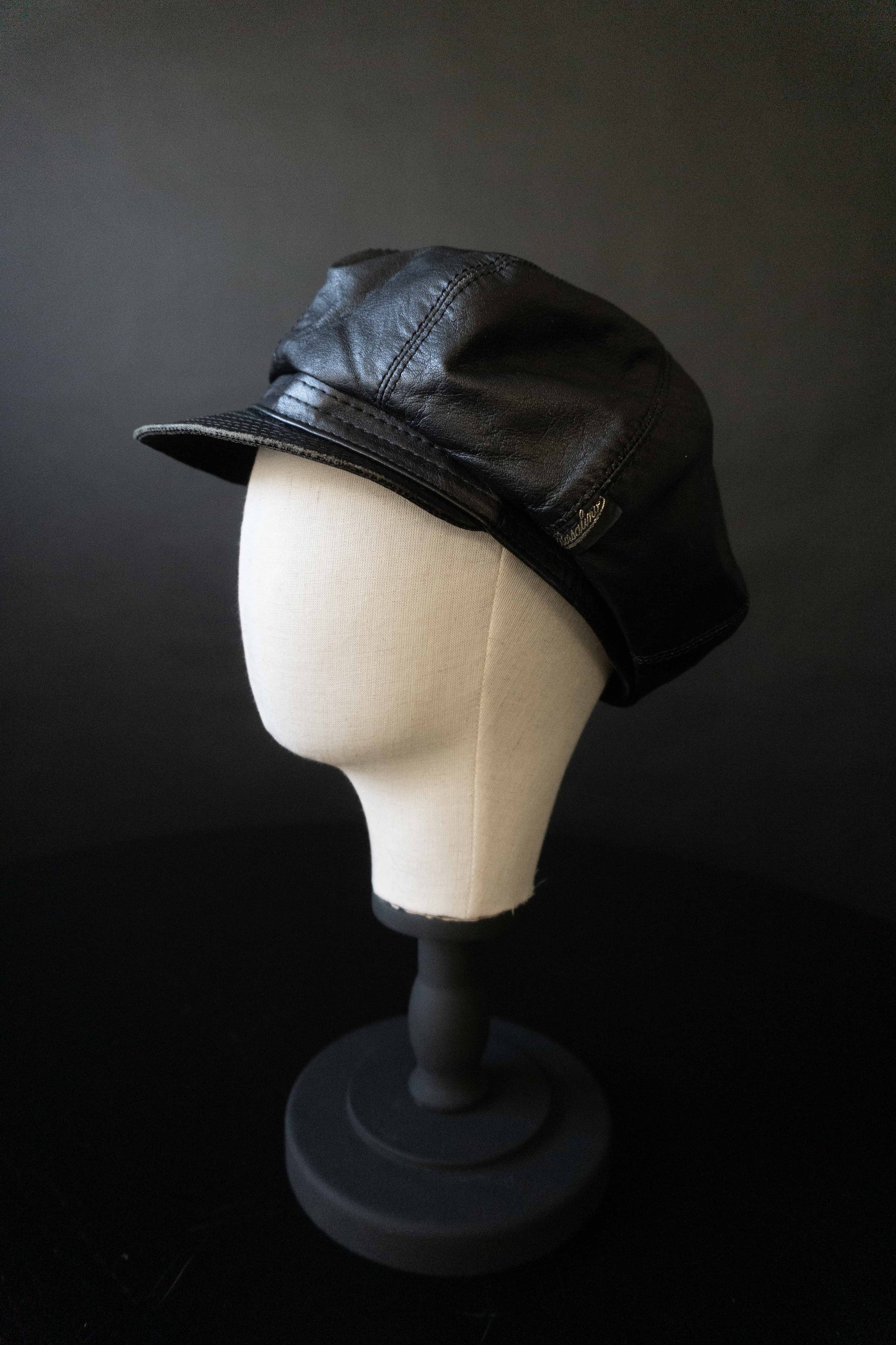 Vintage Borsalino Bakerboy Mütze Leder, L theplaincircle vintage