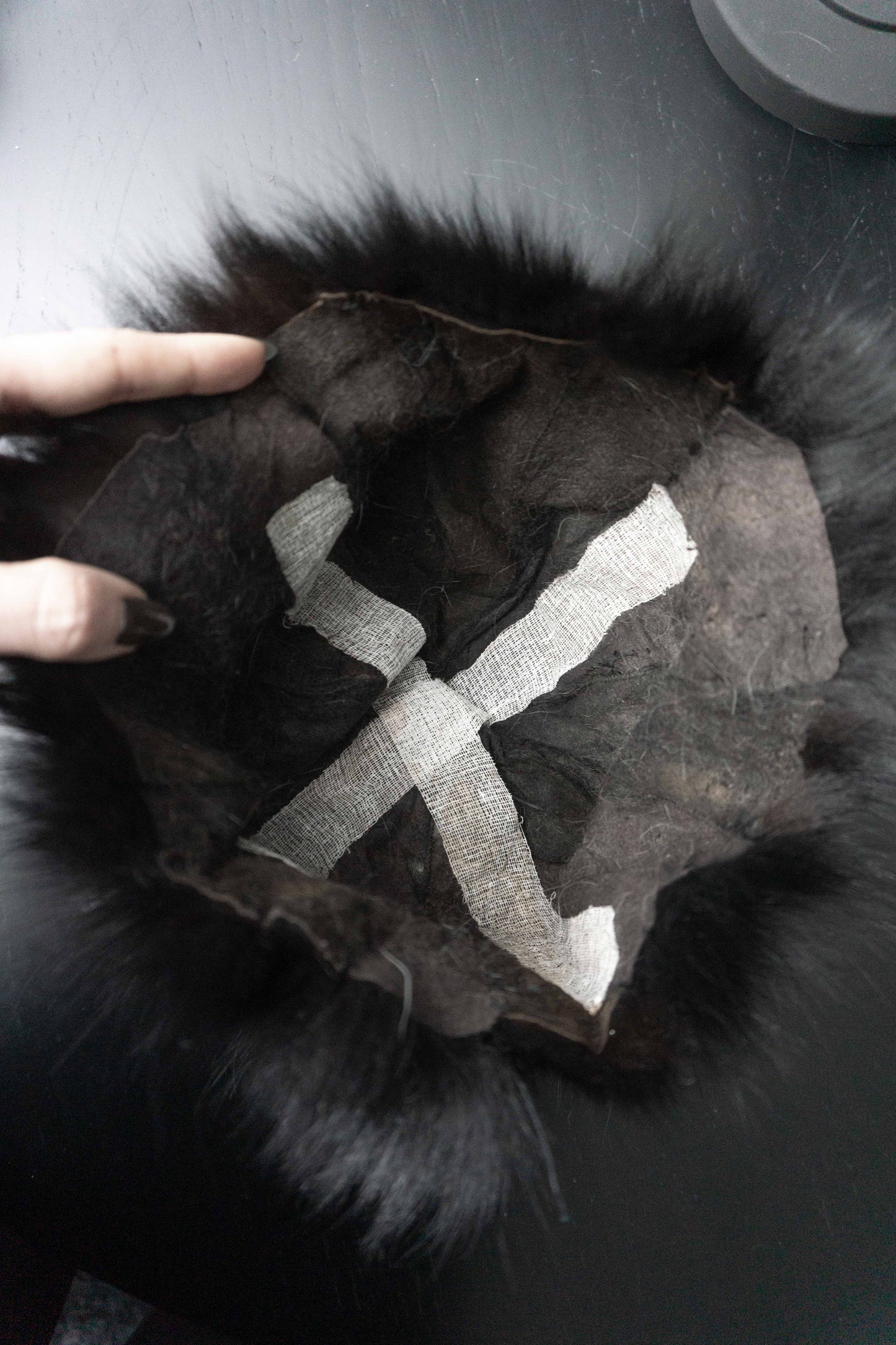 Vintage Pelzmütze, Schwarz, L theplaincircle vintage