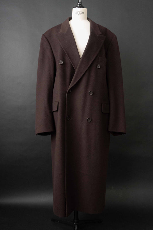 Dunkelroter Vintage Wollmantel aus den 80ern