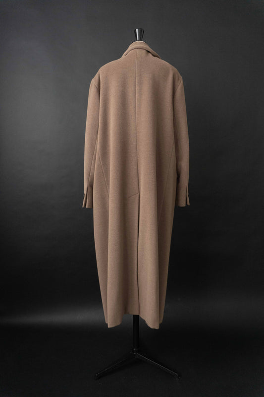 Vintage Wollmantel aus Schurwolle und Angora in Camel – 90er Jahre Damenmantel