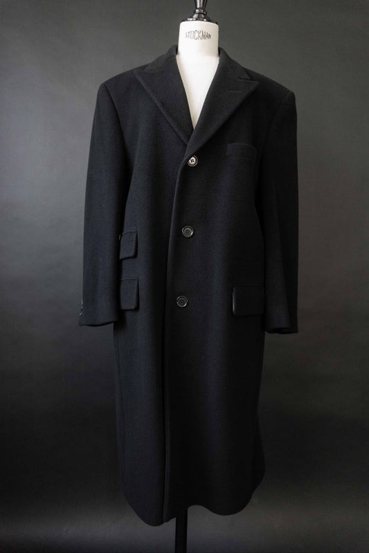 Schwarzer Vintage Woll-Kaschmir Mantel von Givenchy Men mit minimalistischer Avantgarde-Silhouette