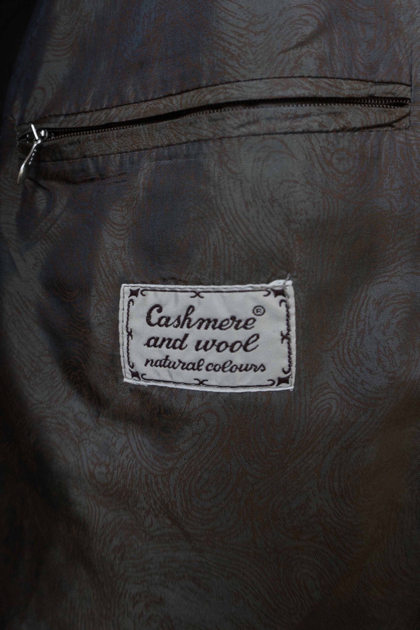 Oversized taubenblauer Vintage Mantel aus Kaschmir-Wollmix mit Gürtel, 80er Jahre