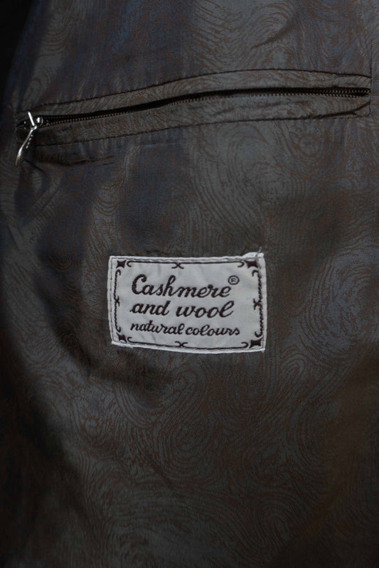 Oversized taubenblauer Vintage Mantel aus Kaschmir-Wollmix mit Gürtel, 80er Jahre