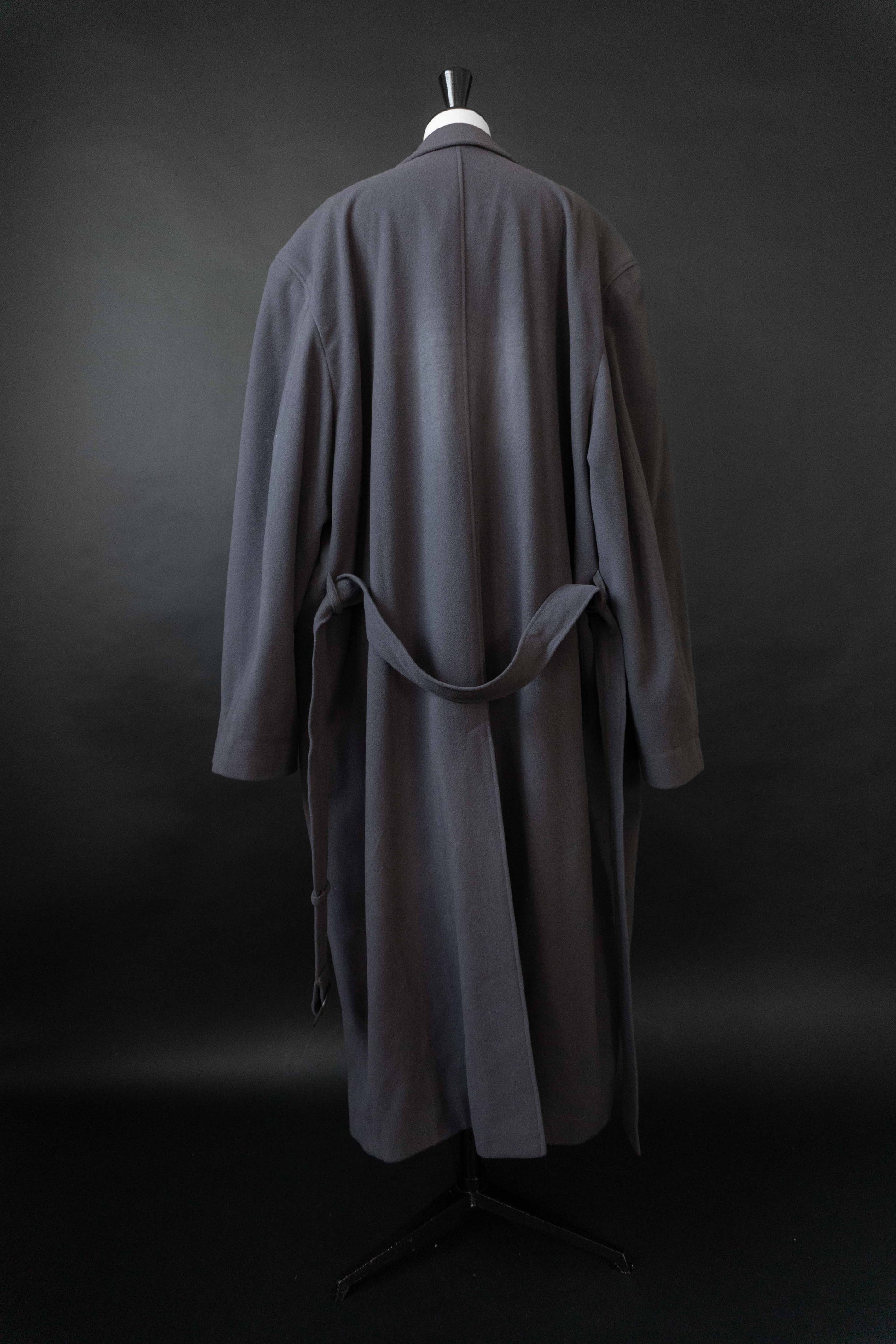 Oversized taubenblauer Vintage Mantel aus Kaschmir-Wollmix mit Gürtel, 80er Jahre