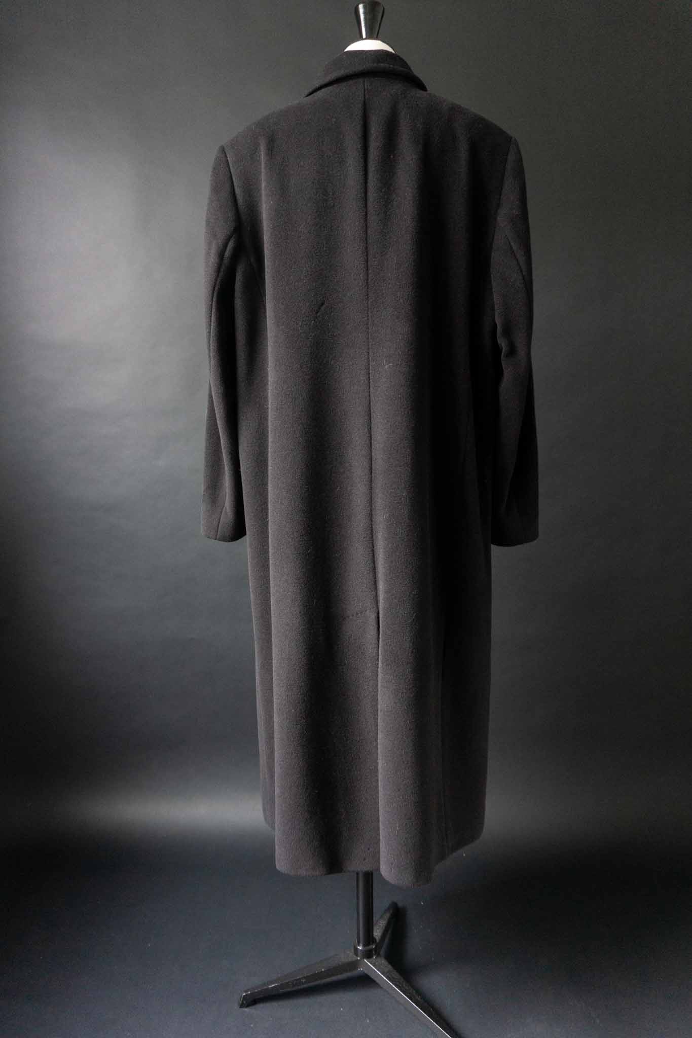 Schwarzer Vintage Mantel aus Angora-Wollmischung in Midi-Länge