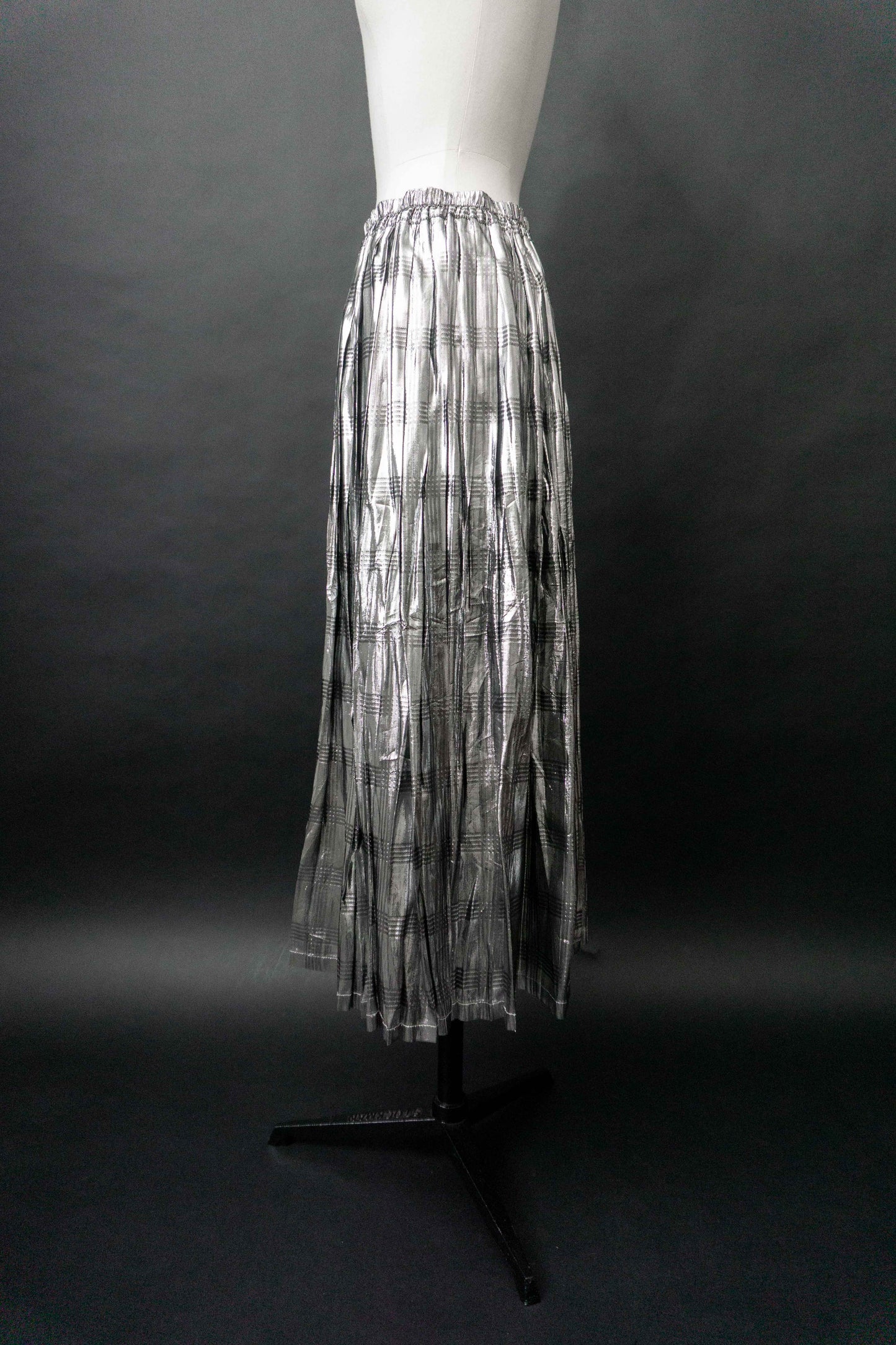 Vintage Faltenrock Silber Houndstooth, S–M theplaincircle vintage