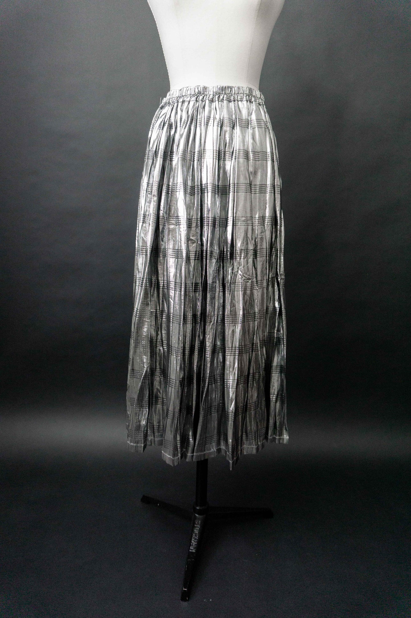 Vintage Faltenrock Silber Houndstooth, S–M theplaincircle vintage