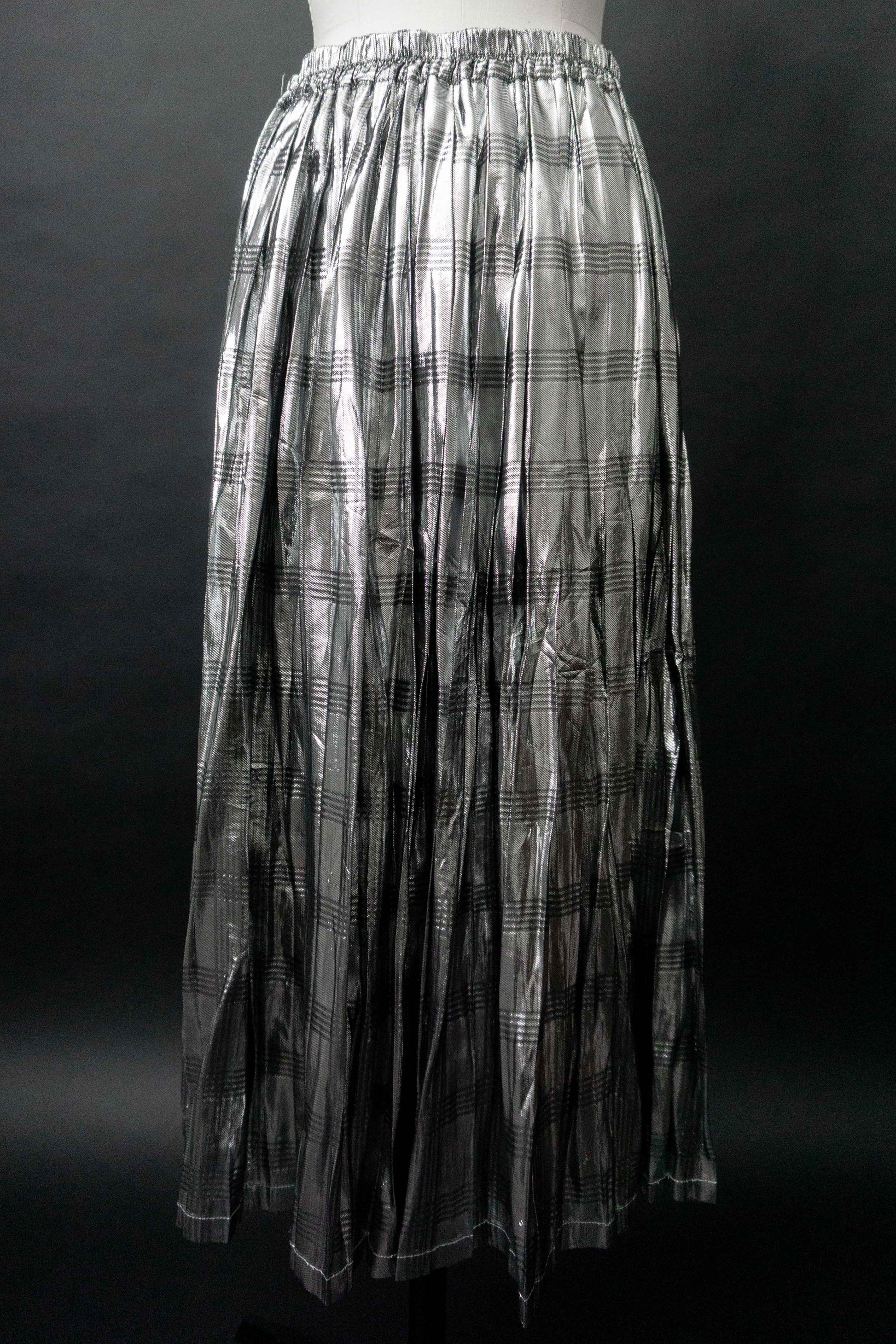 Vintage Faltenrock Silber Houndstooth, S–M theplaincircle vintage