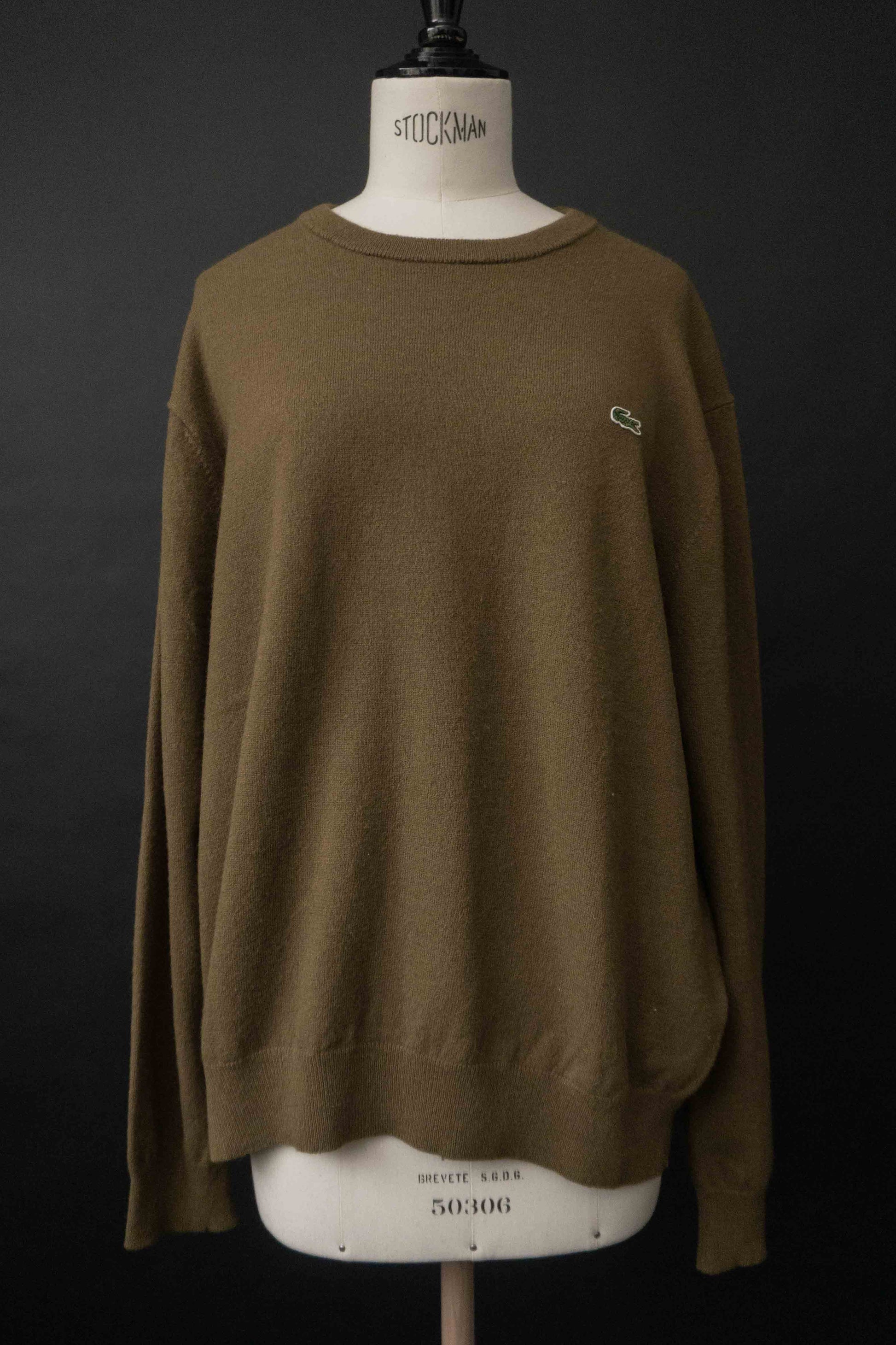 Vintage Lacoste Pullover khaki aus reiner Schurwolle