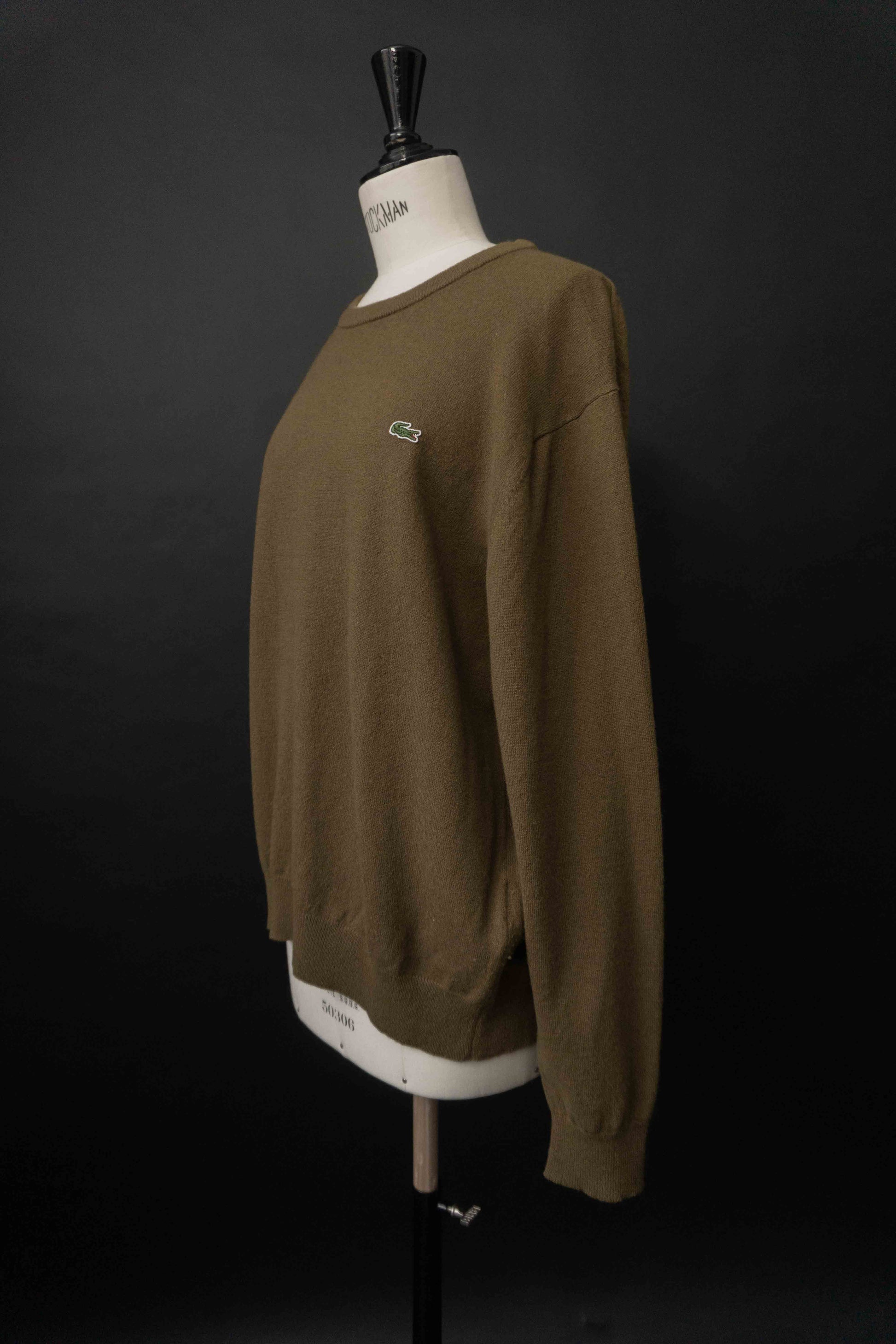 Vintage Lacoste Pullover khaki aus reiner Schurwolle