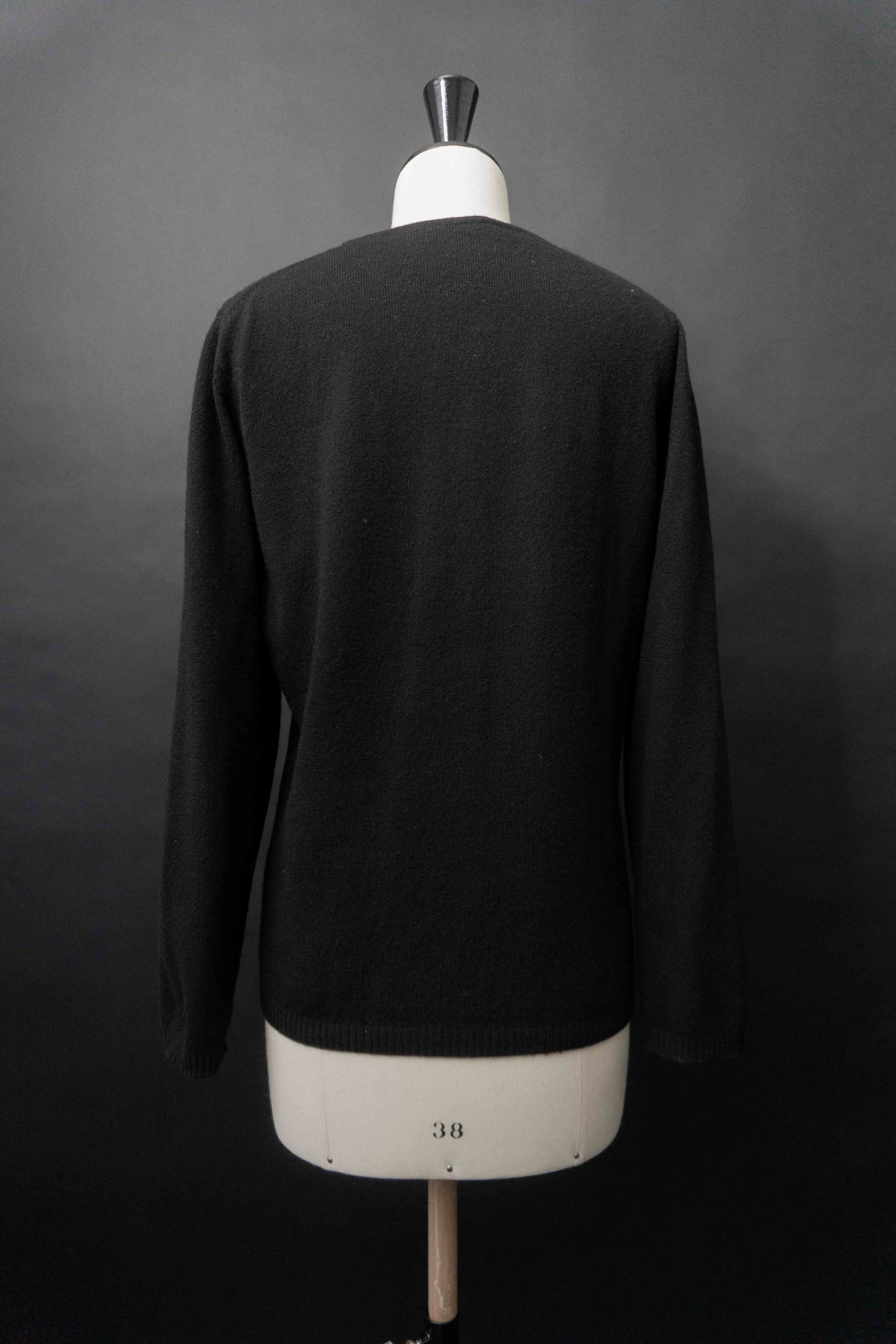 Schwarzer Vintage Kaschmir Pullover aus feinem Strickstoff 90er Jahre