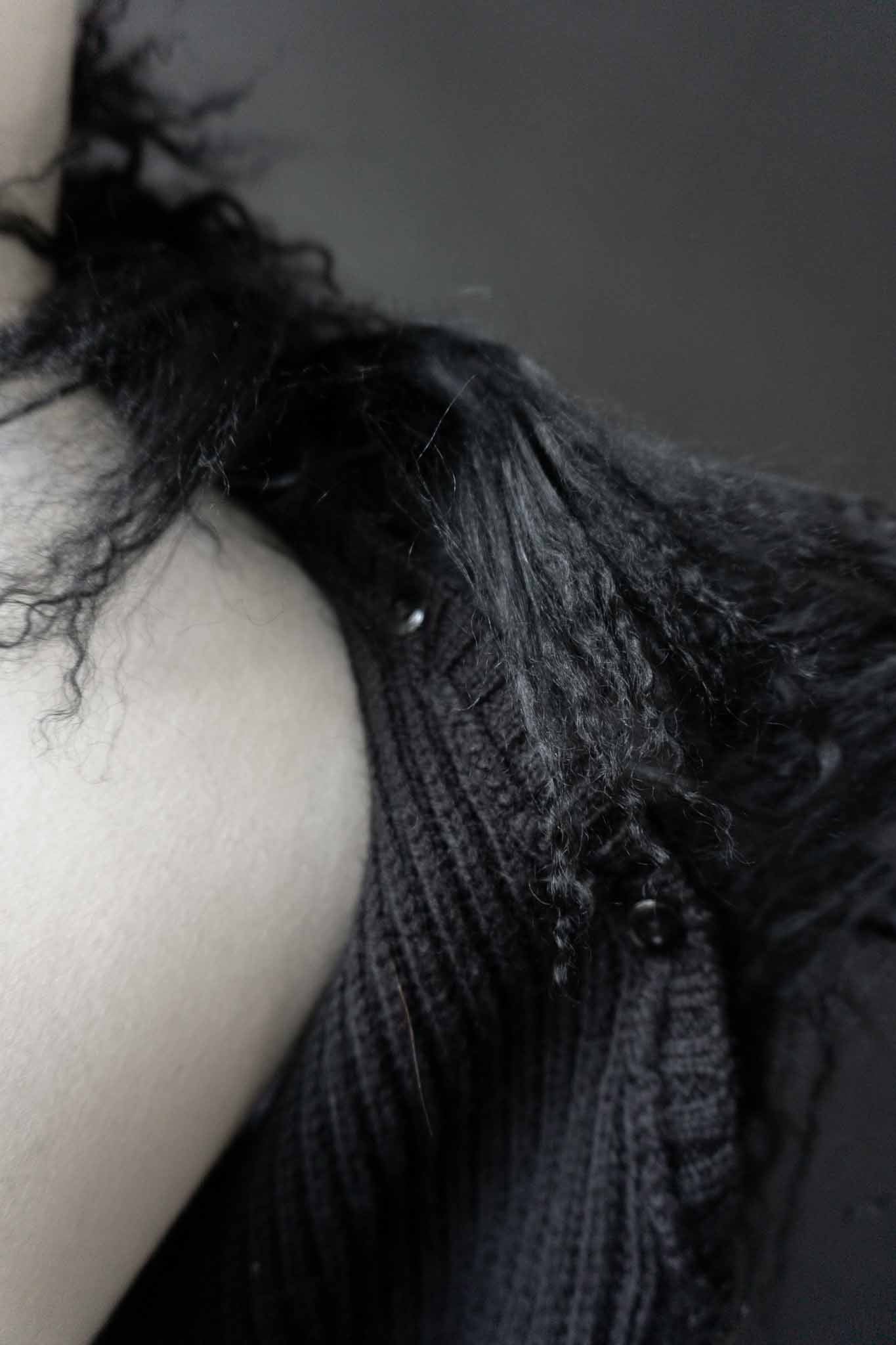 vintage black shearling vest