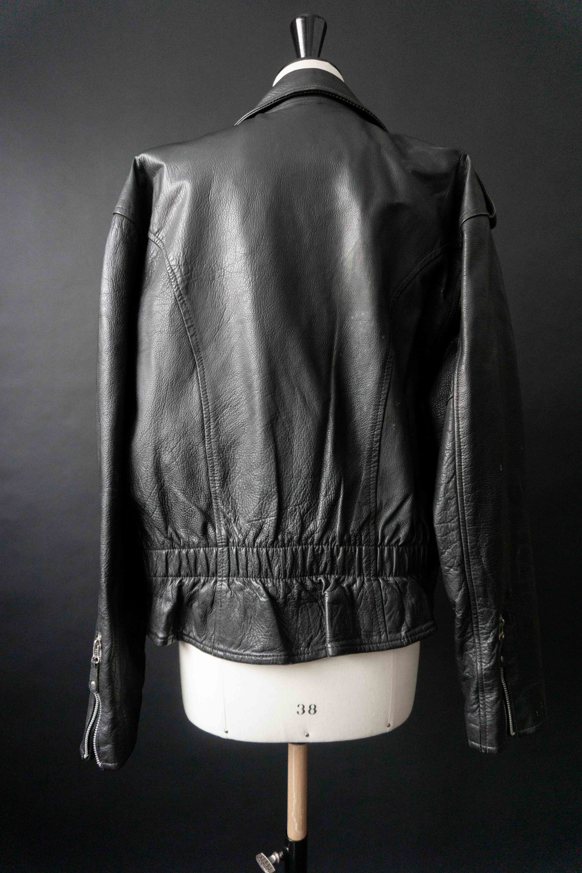 Vintage Biker Lederjacke Schwarz, M–L theplaincircle vintage