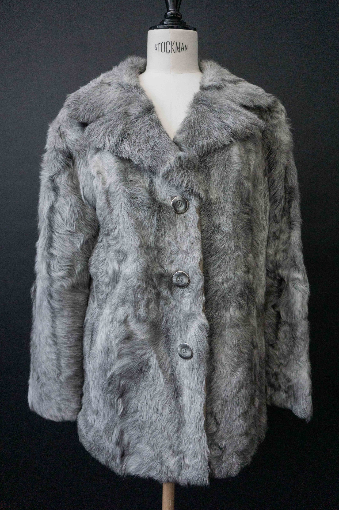 Vintage Lammfelljacke aus gewachsenem Schearling Grau