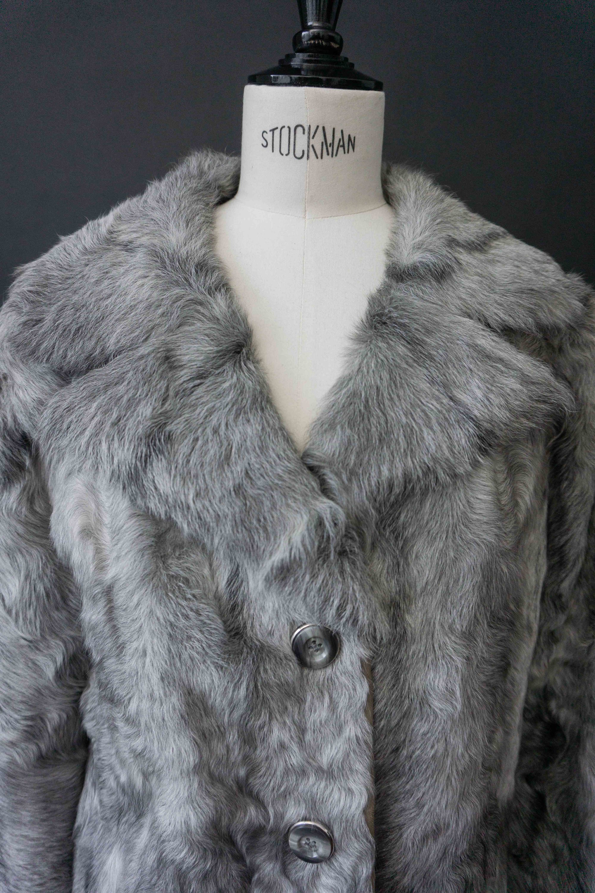 Vintage Lammfelljacke aus gewachsenem Schearling Grau