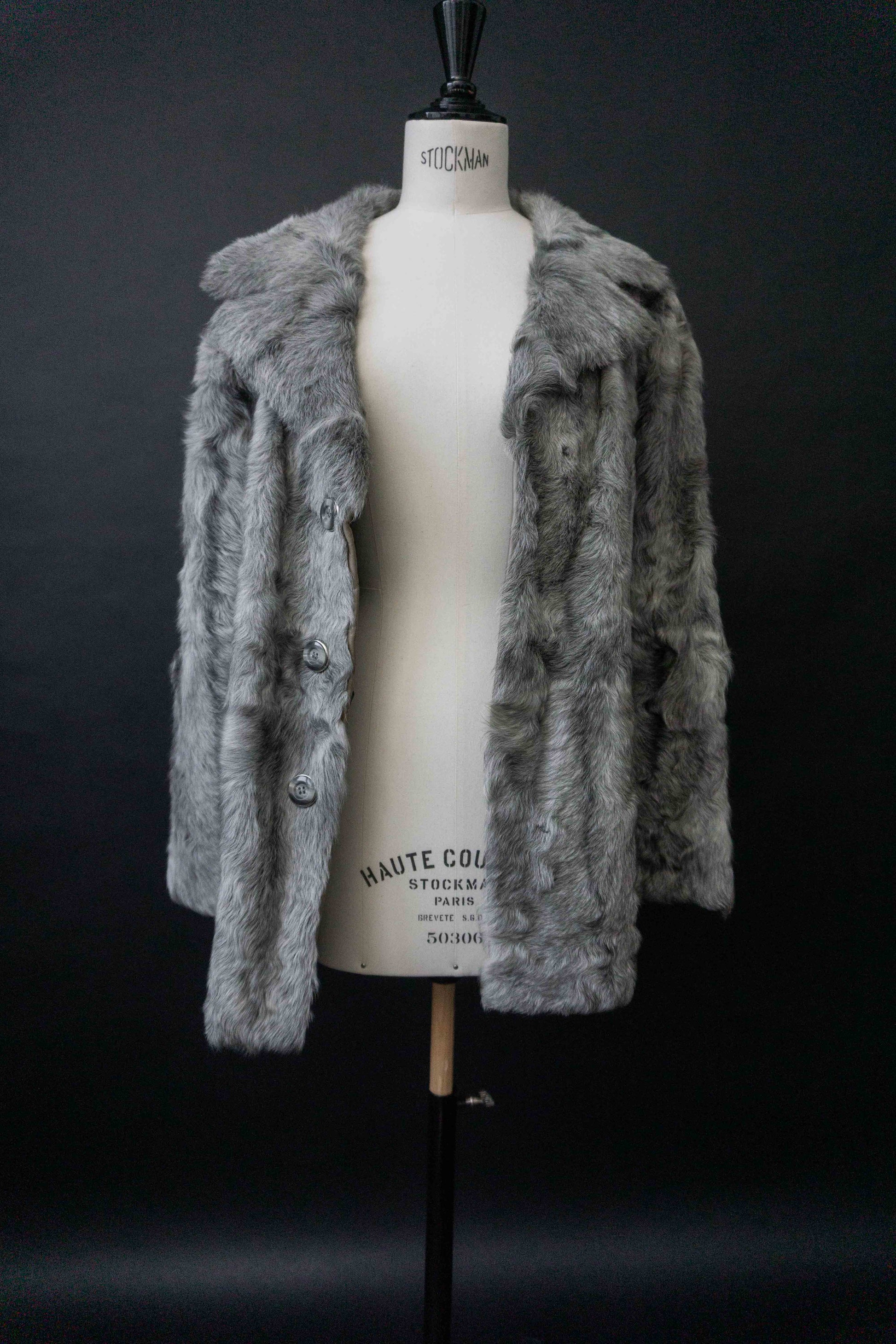 Vintage Lammfelljacke aus gewachsenem Schearling Grau