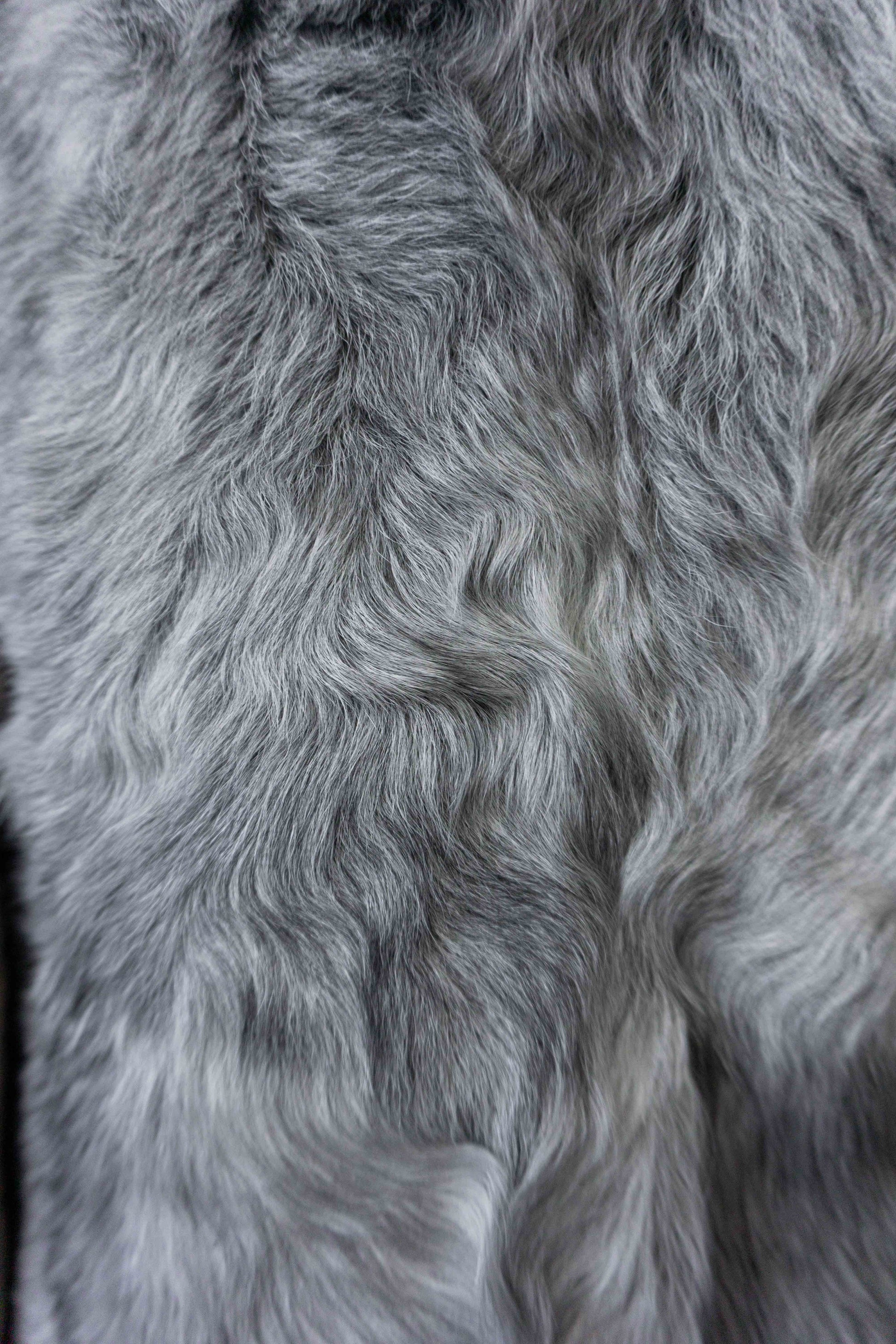 Vintage Lammfelljacke aus gewachsenem Schearling Grau