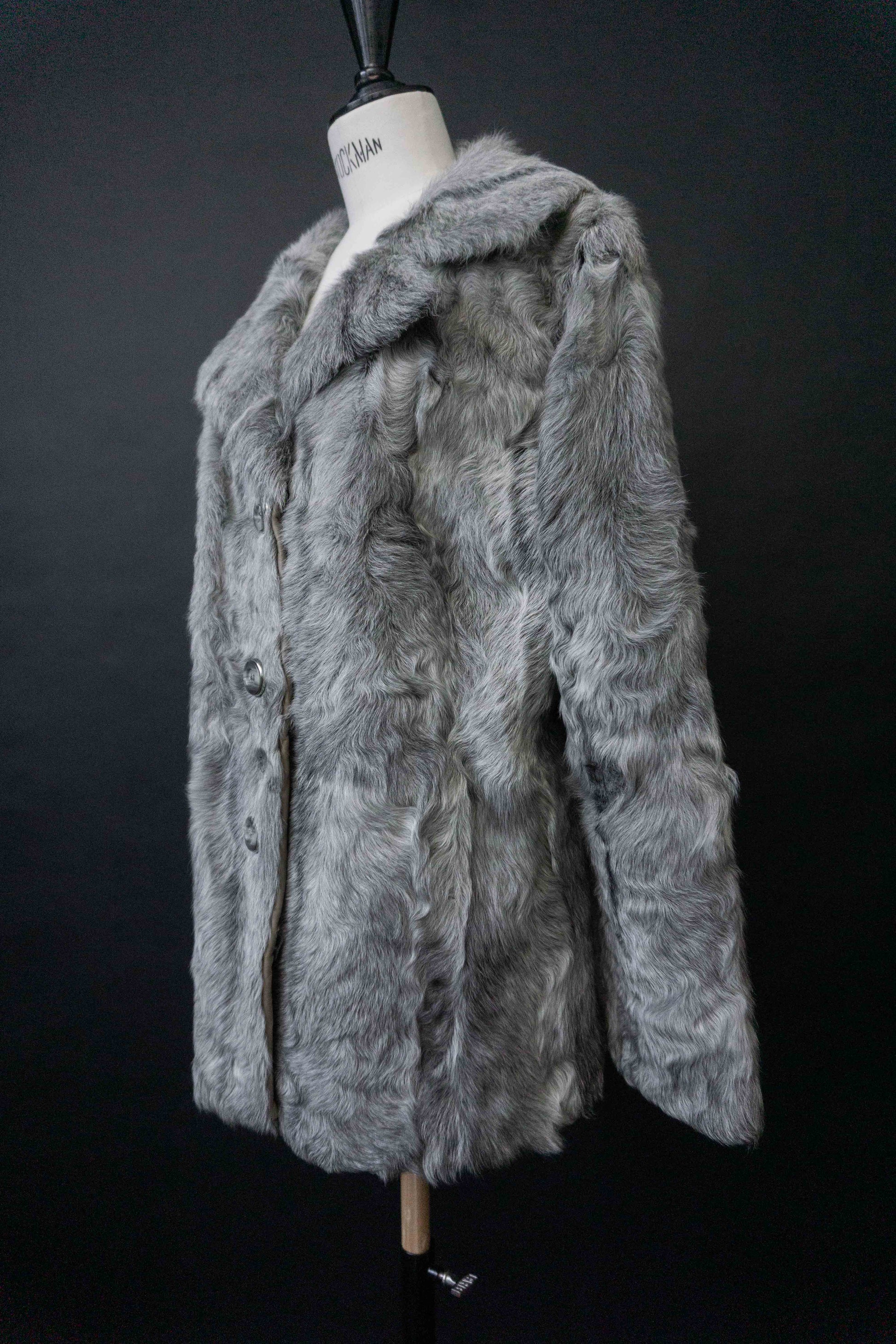 Vintage Lammfelljacke aus gewachsenem Schearling Grau