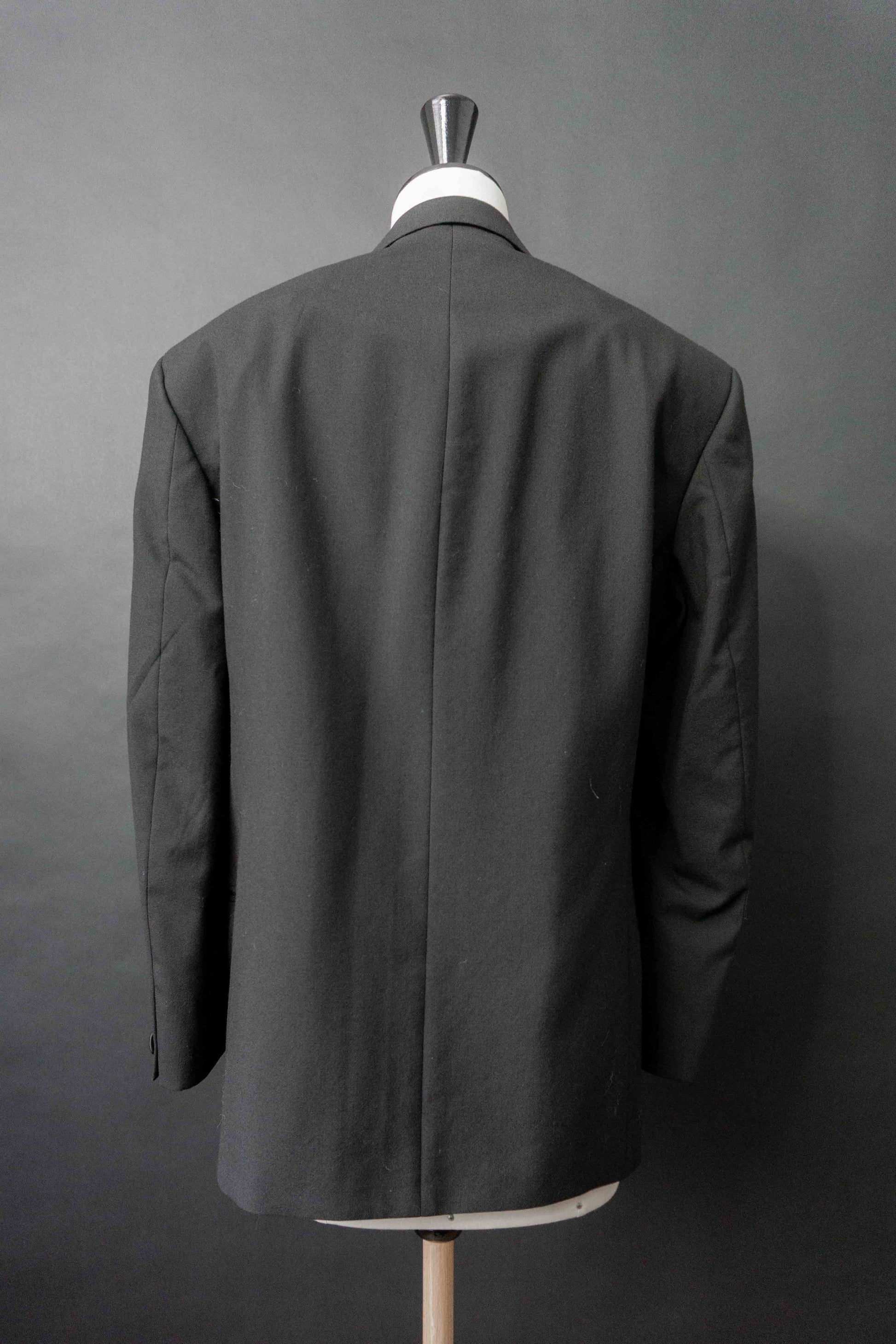 Schwarzer Vintage Smoking-Blazer mit Satinrevers und doppelreihiger Knopfleiste