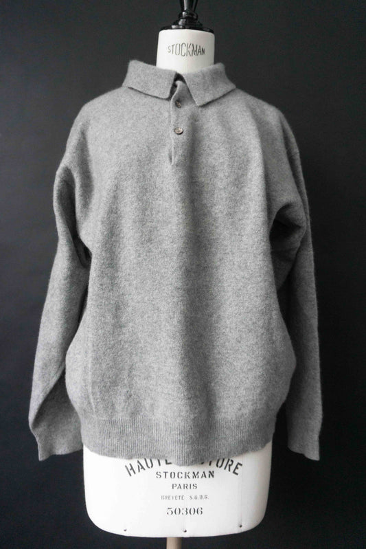 Vintage Kaschmir Pullover hellgrau aus 100% Cashmere mit Troyer Kragen
