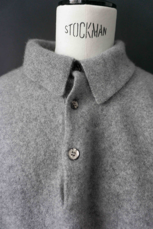 Vintage Kaschmir Pullover hellgrau aus 100% Cashmere mit Troyer Kragen
