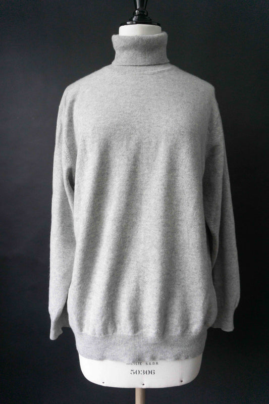Vintage Rollkragenpullover aus 100% Kaschmir in Hellgrau
