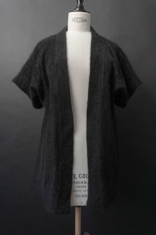 Vintage 70s Angora Strickweste, Schwarz, S–M theplaincircle vintage