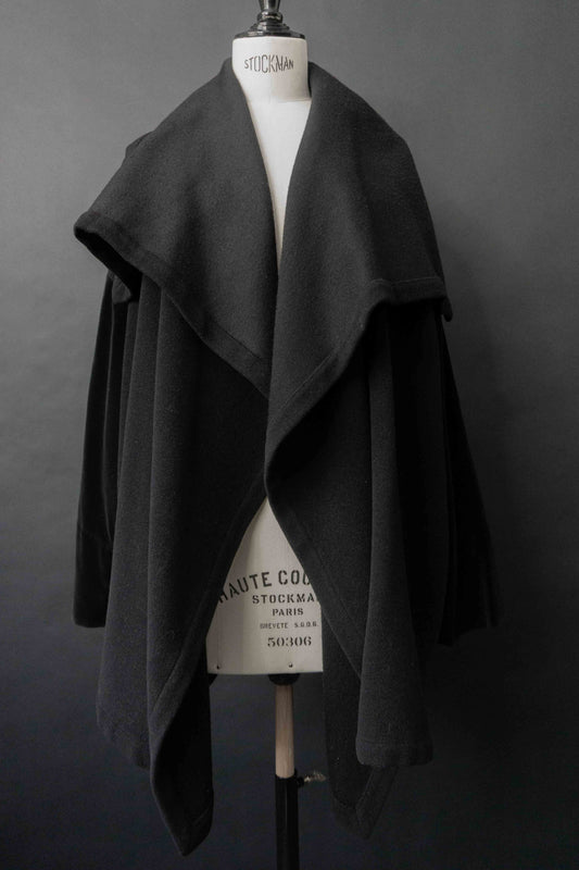 Vintage Escada Jacke 80er schwarz Samt Wolle mit dramatischem Kragen
