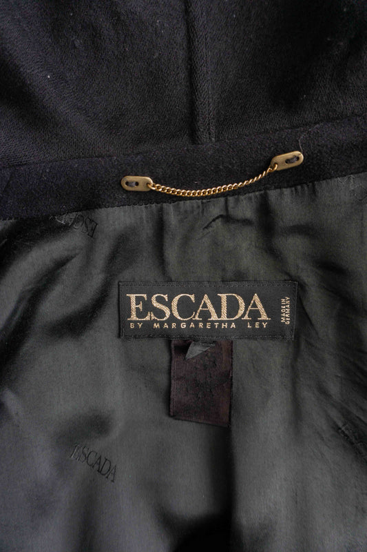 Vintage Escada Jacke 80er schwarz Samt Wolle mit dramatischem Kragen

