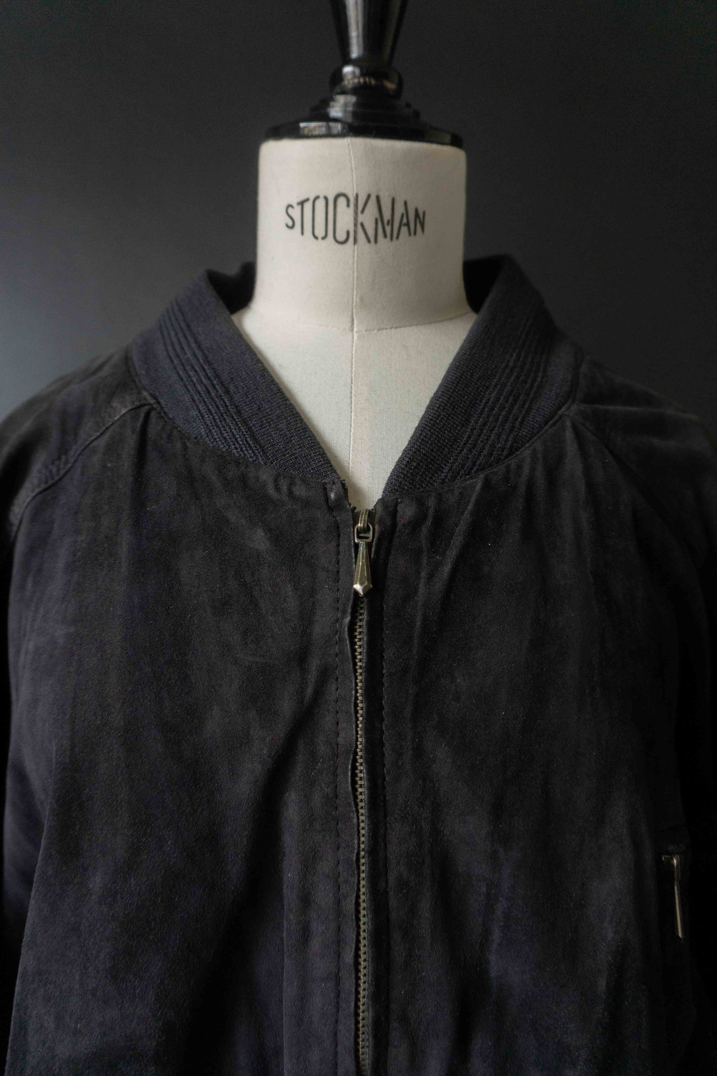 Vintage Wildlederjacke Blouson, Schwarz, M–L theplaincircle vintage