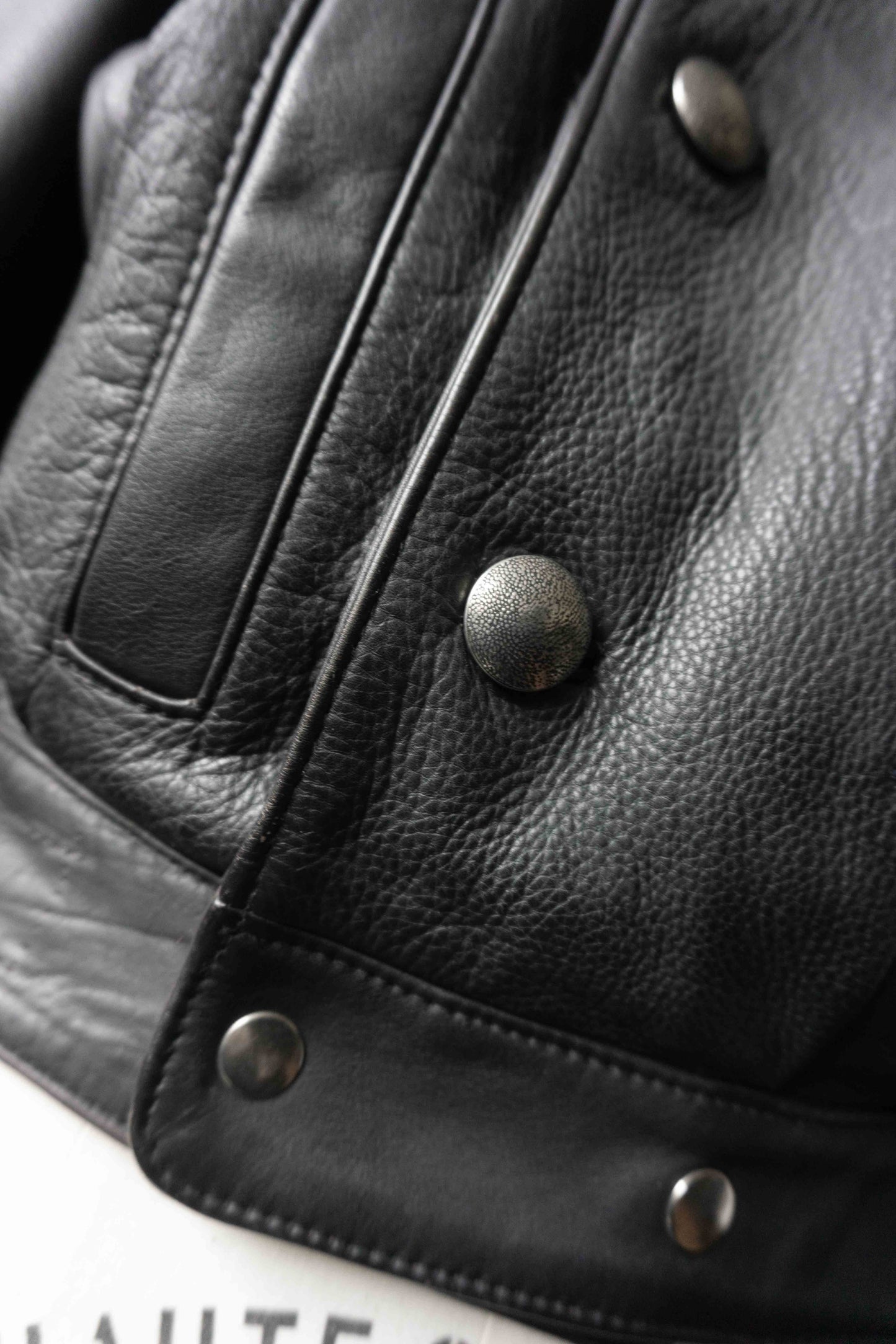 Vintage Lederjacke Schwarz Military Style – Cropped Double Breasted Jacket, M theplaincircle vintage