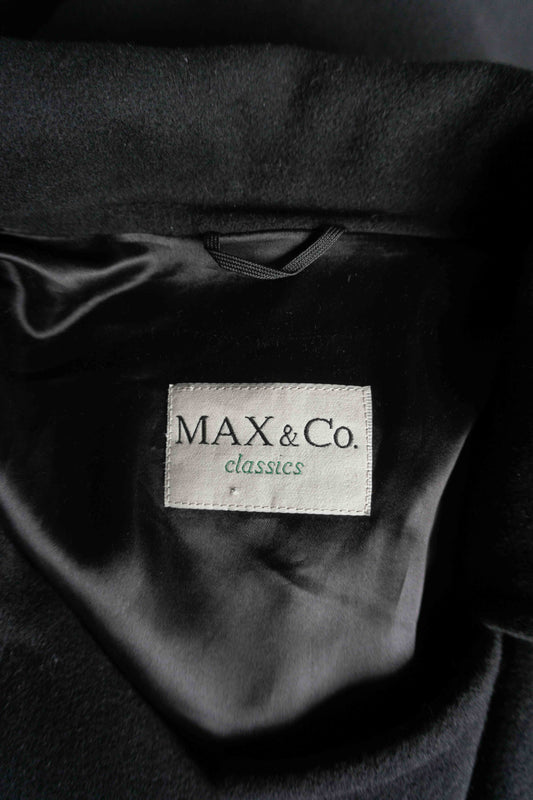 Vintage Max & Co 90s Mantel schwarz Wolle Angora Doppelreiher Max Mara Group
