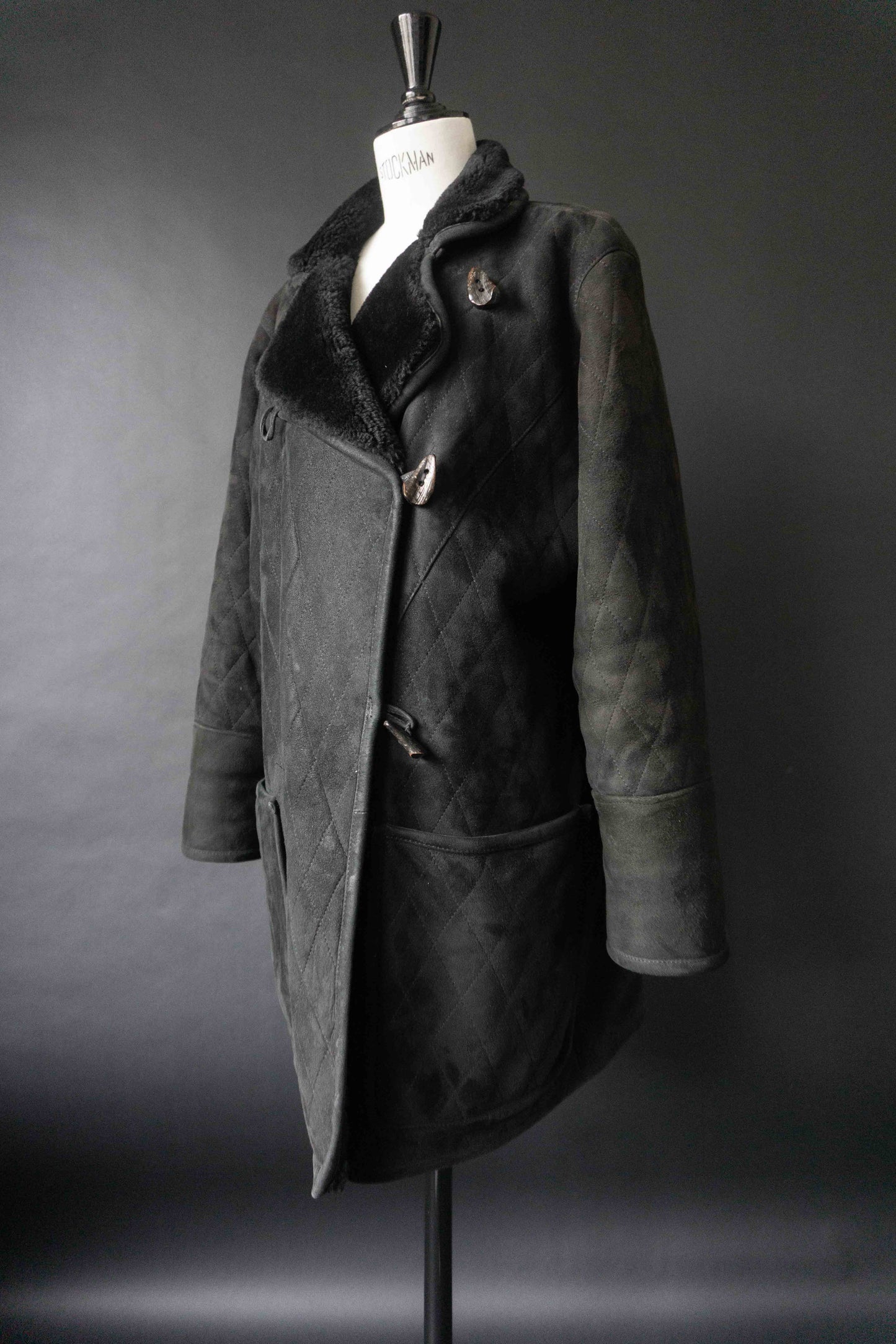 Vintage Lammfellmantel 80er schwarz