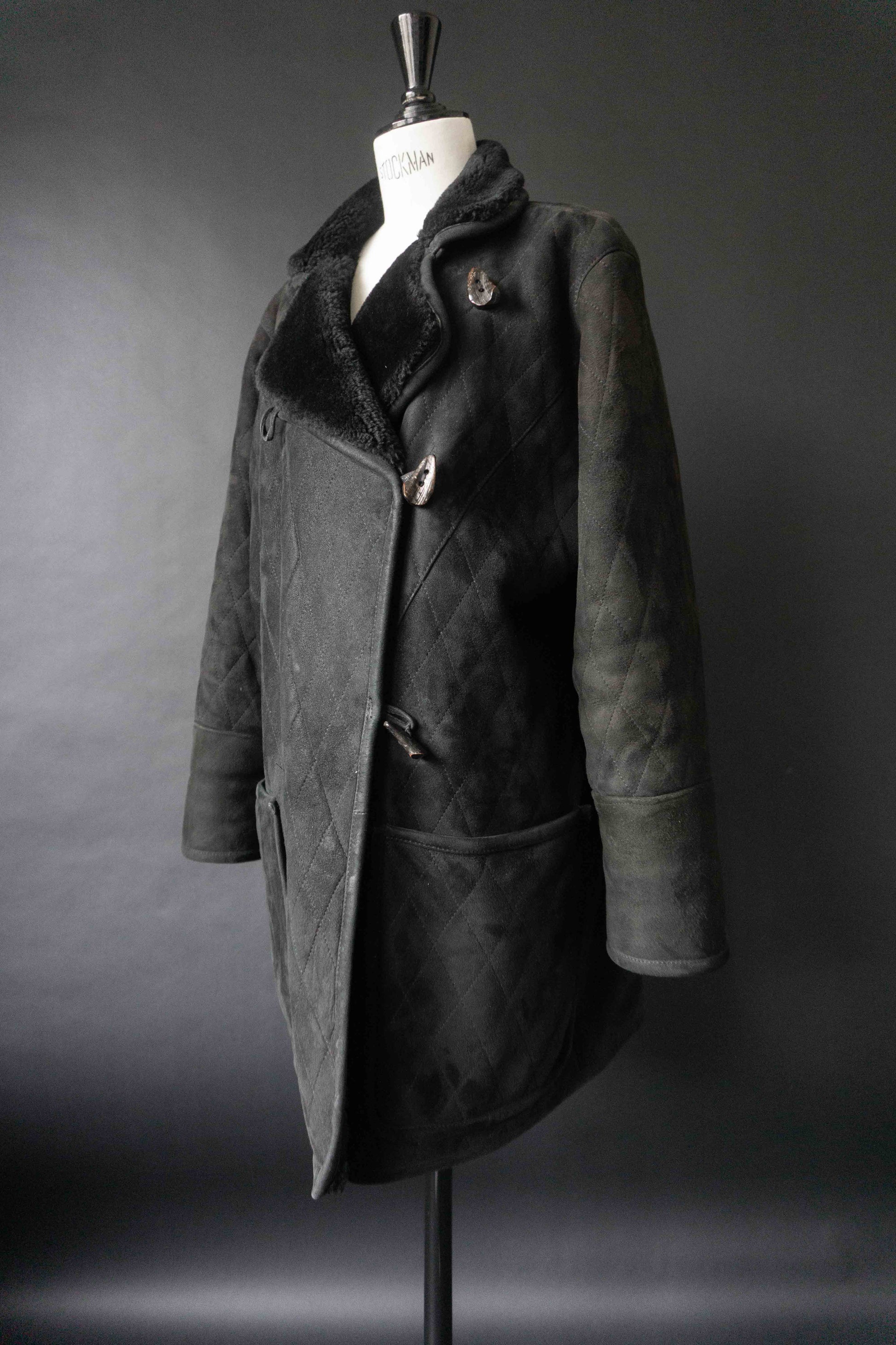 Vintage Lammfellmantel 80er schwarz