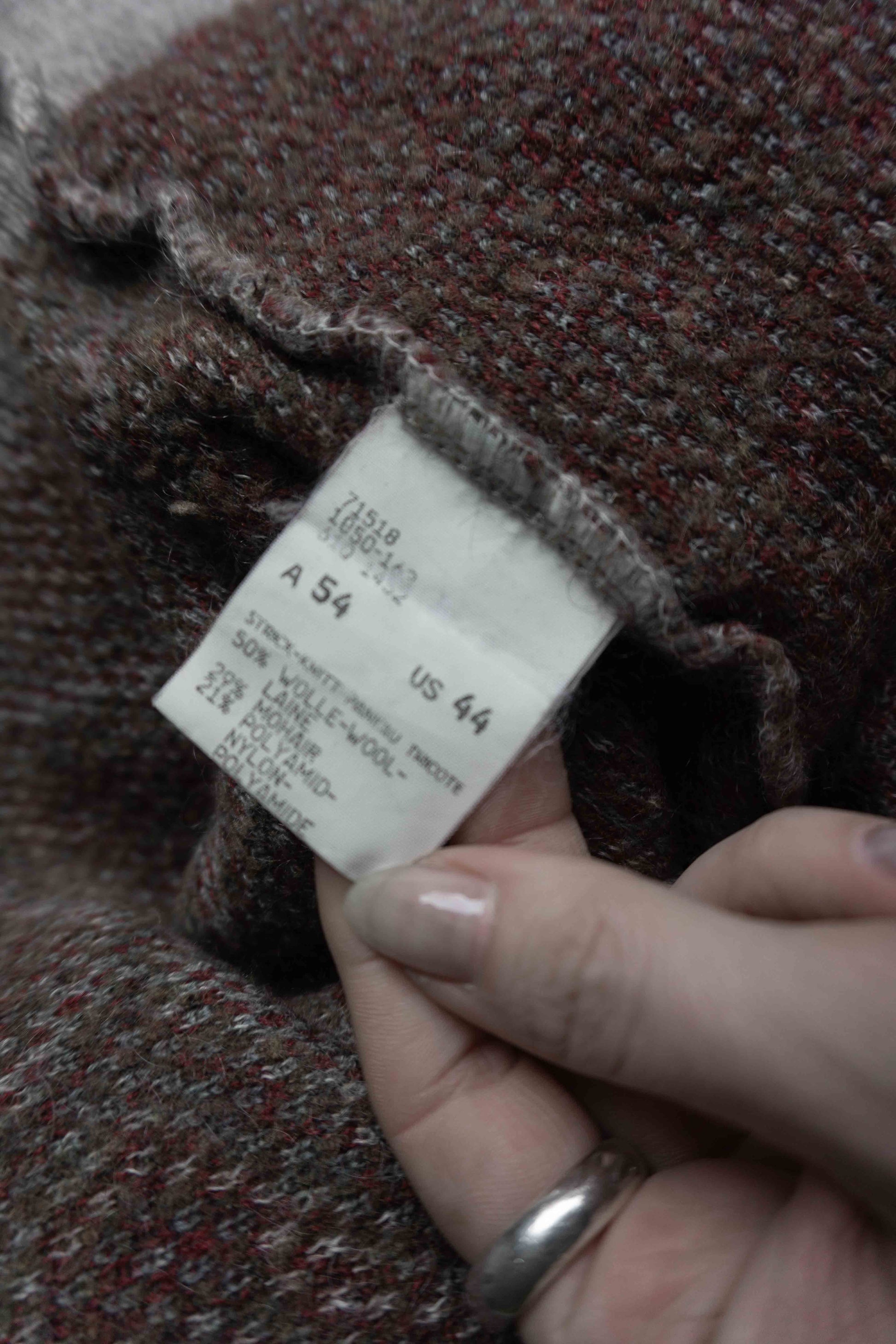 Bogner Vintage Pullover 80er Wolle Mohair oversized grau gemustert