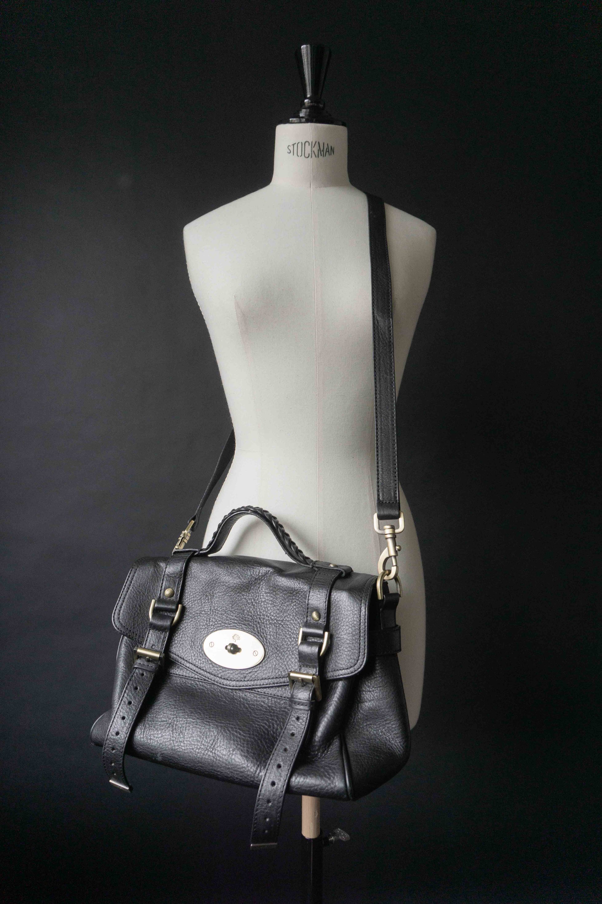 Y2K Mulberry Alexa Bag aus schwarzem Leder theplaincircle vintage