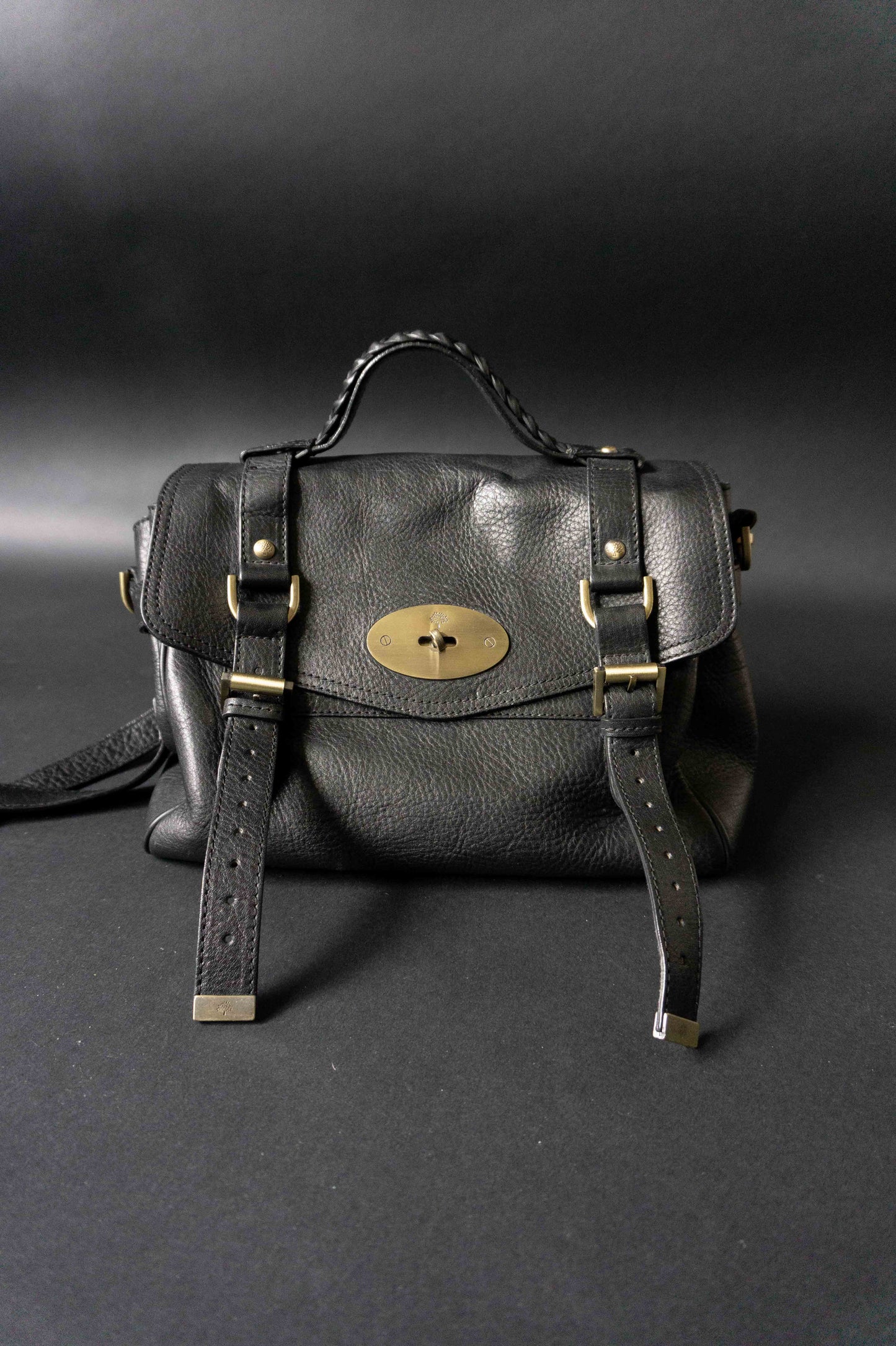 Y2K Mulberry Alexa Bag aus schwarzem Leder theplaincircle vintage