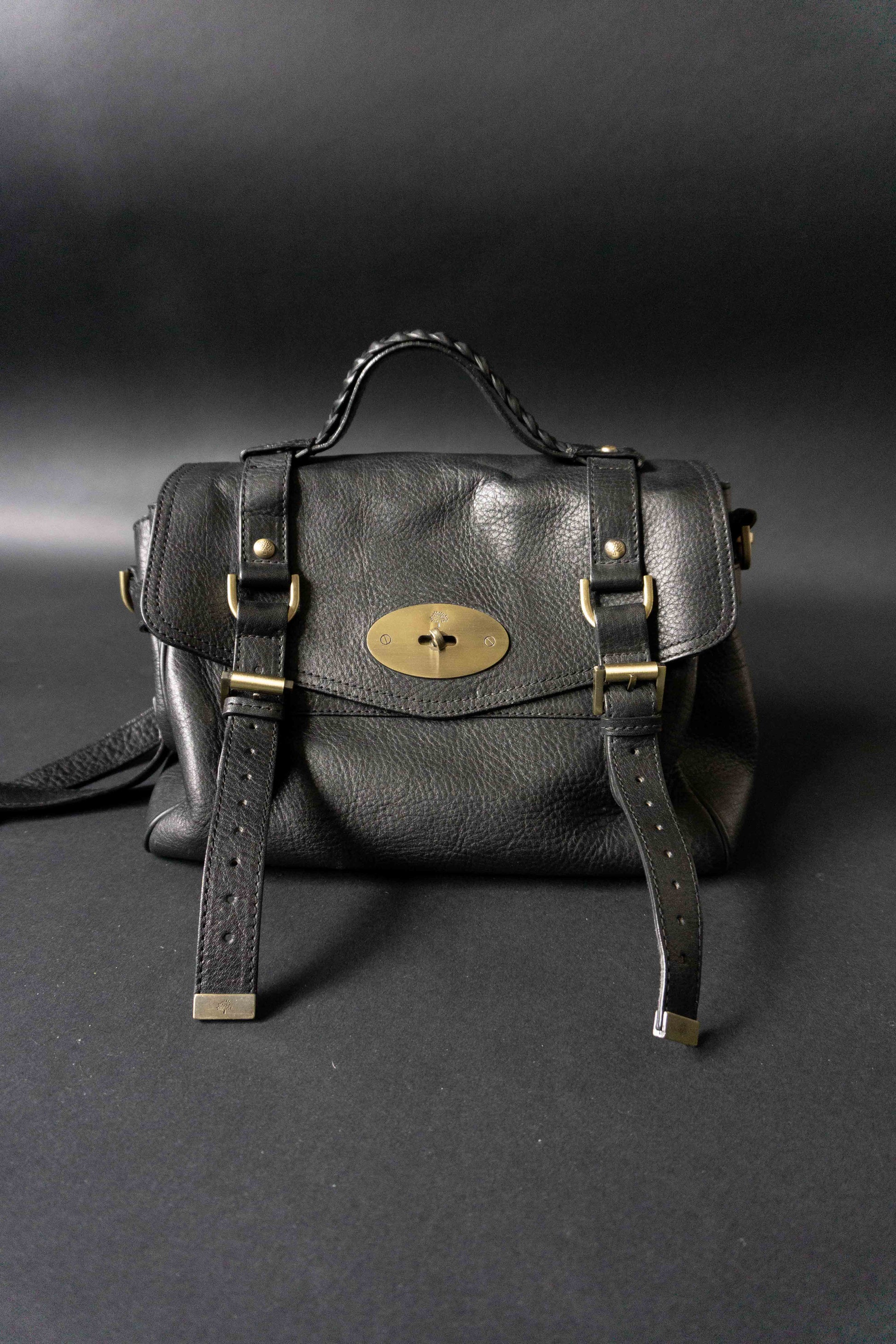 Y2K Mulberry Alexa Bag aus schwarzem Leder theplaincircle vintage