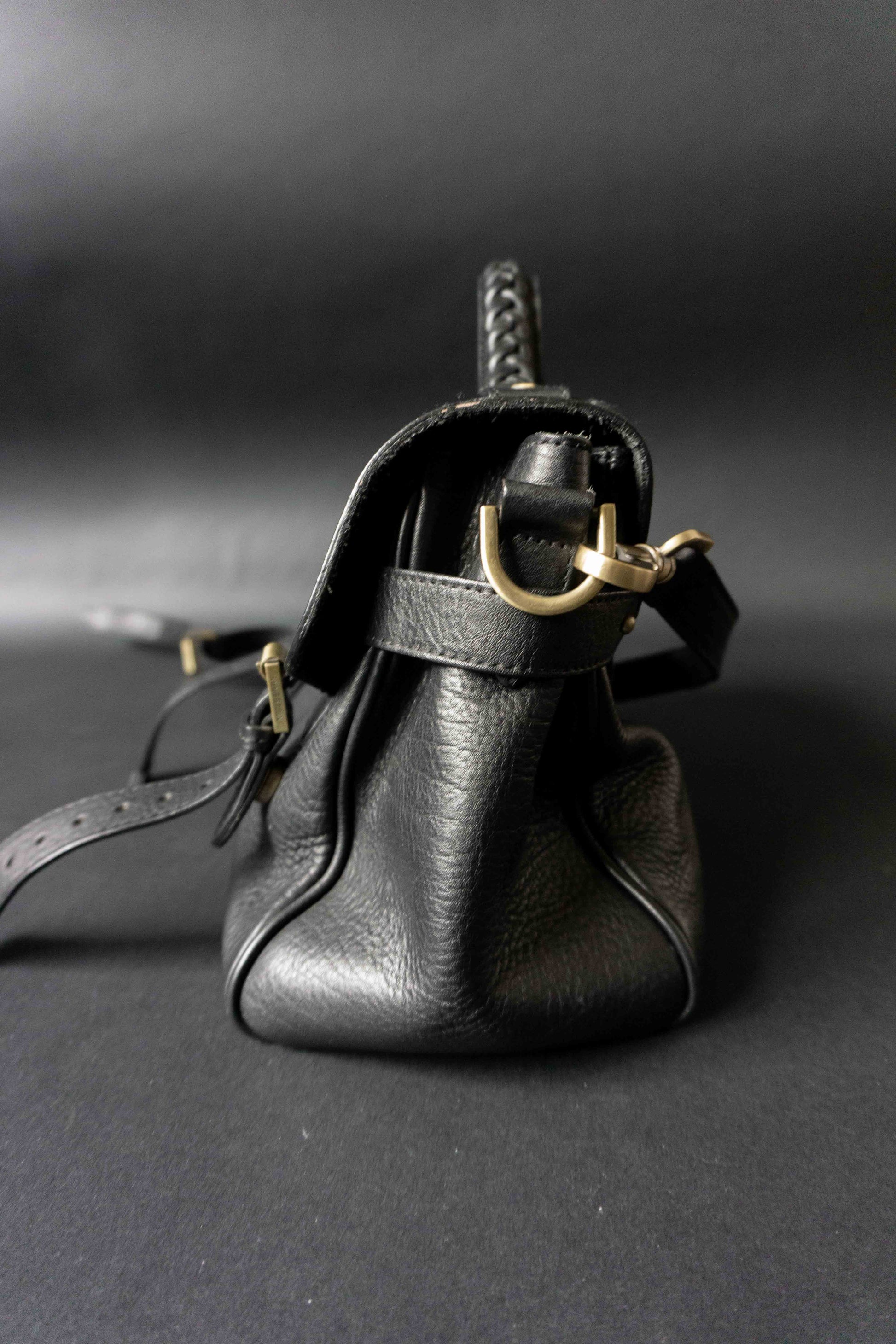 Y2K Mulberry Alexa Bag aus schwarzem Leder theplaincircle vintage