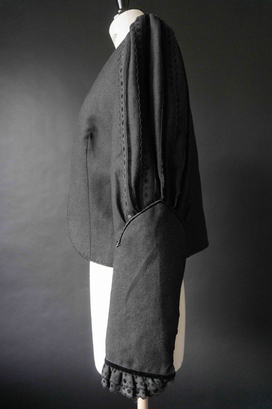 Vintage Dark Folklore Blazer, Wolle mit Puffärmeln, S–M
