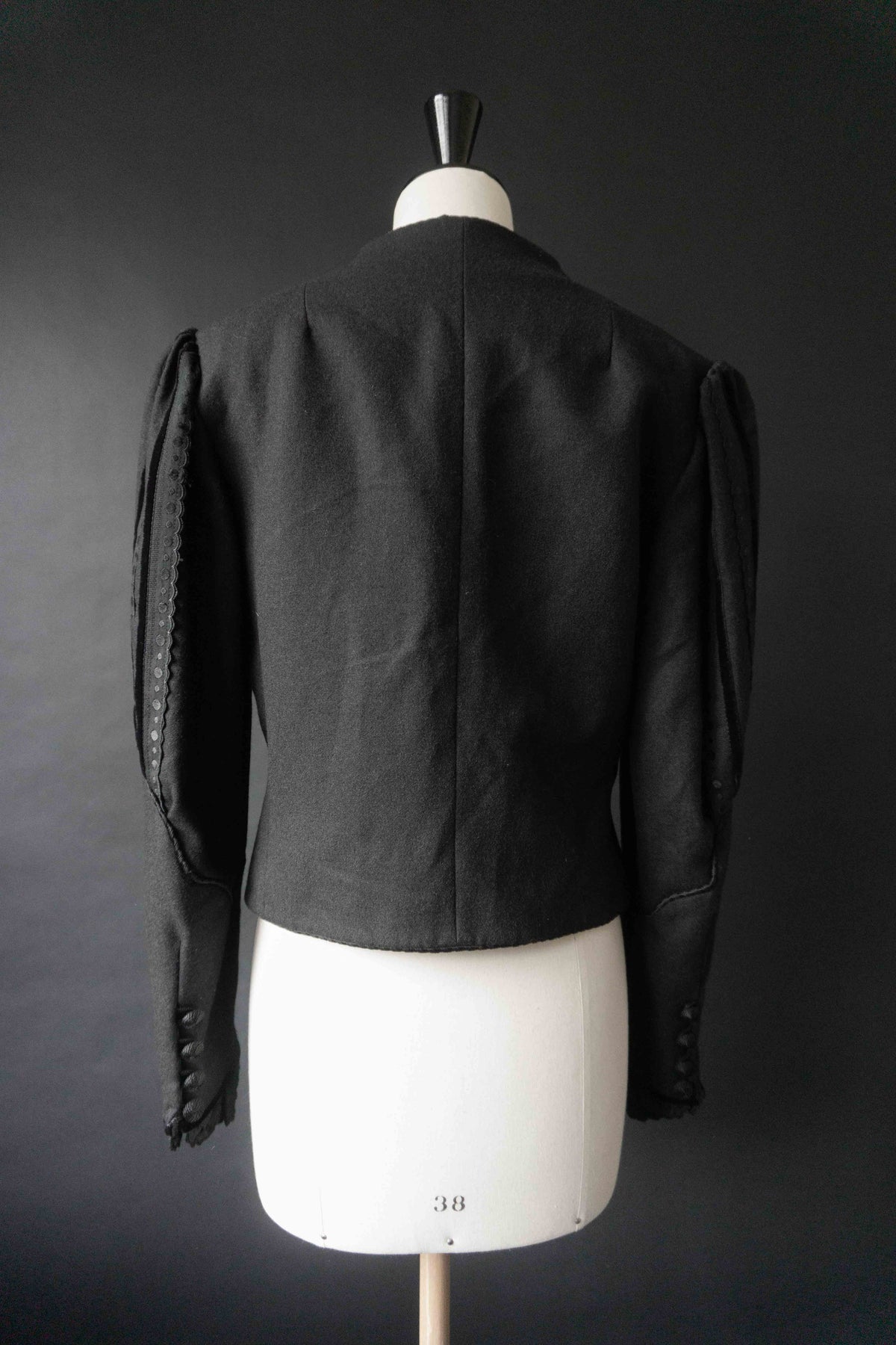 Vintage Dark Folklore Blazer, Wolle mit Puffärmeln, S–M