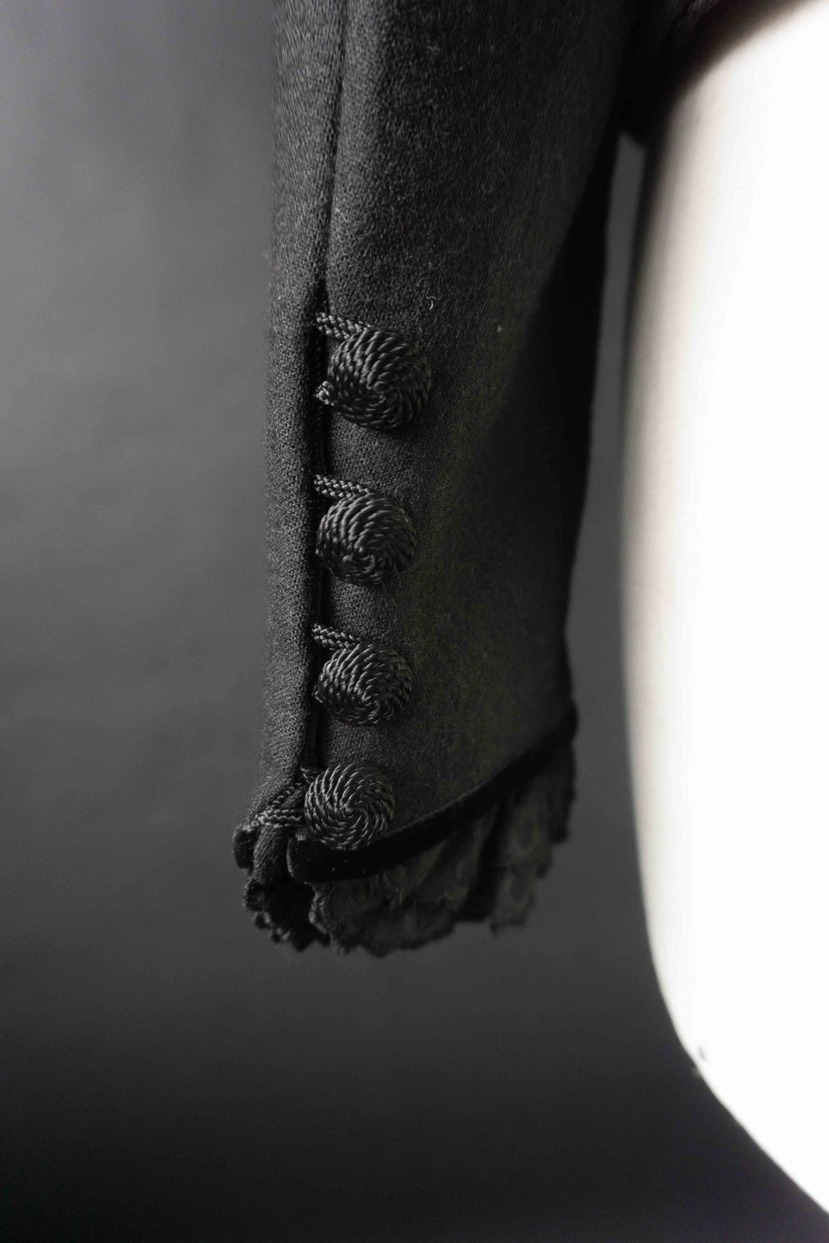 Vintage Dark Folklore Blazer, Wolle mit Puffärmeln, S–M