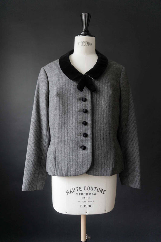 Vintage Wollblazer mit Samtkragen 80s theplaincircle vintage