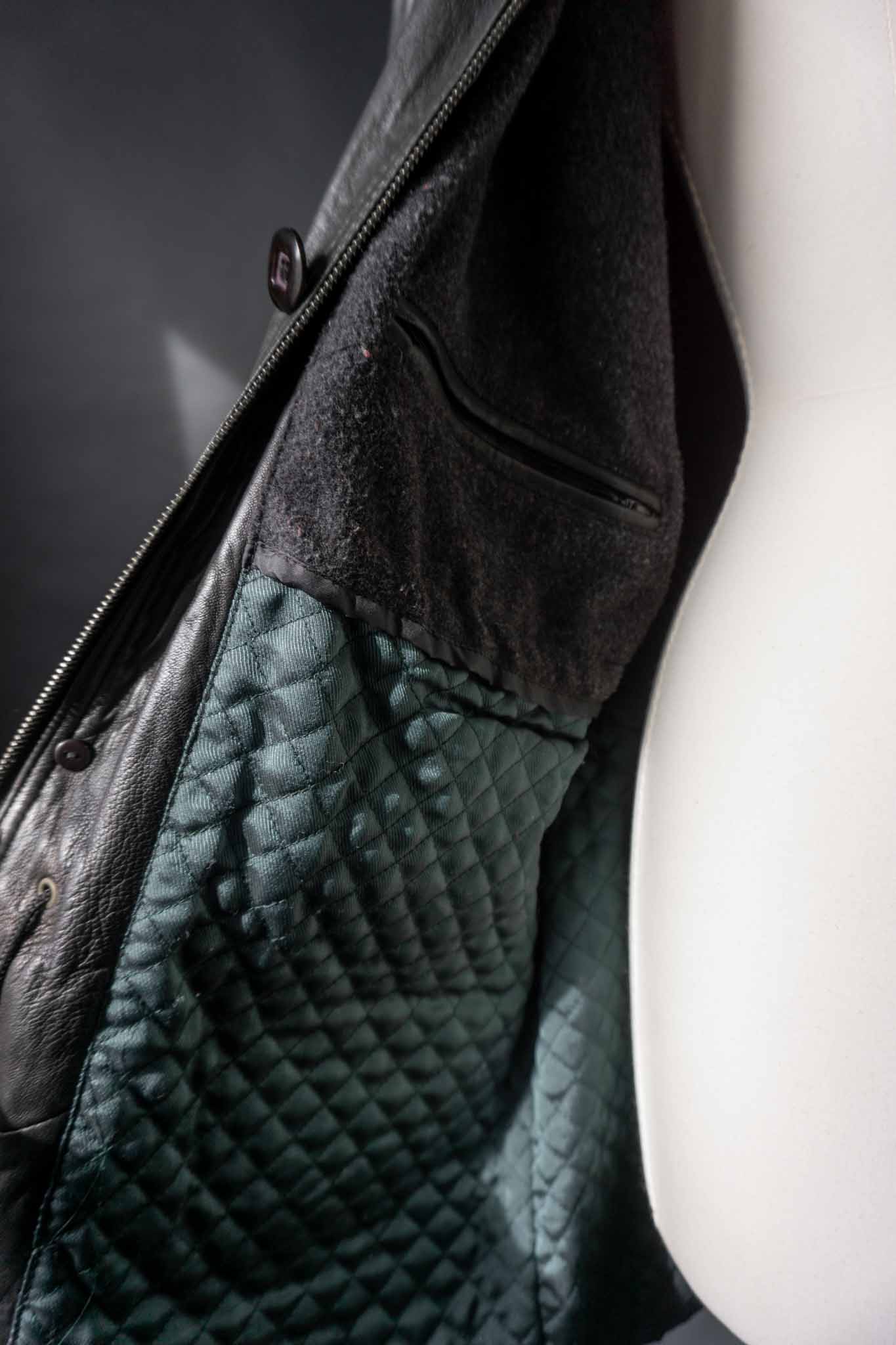 Schwarze Vintage Lederjacke Damen Oversized Herbstjacke 80s 90s