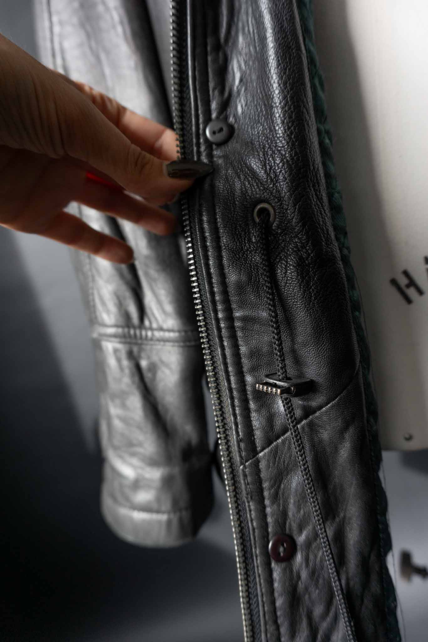 Schwarze Vintage Lederjacke Damen Oversized Herbstjacke 80s 90s