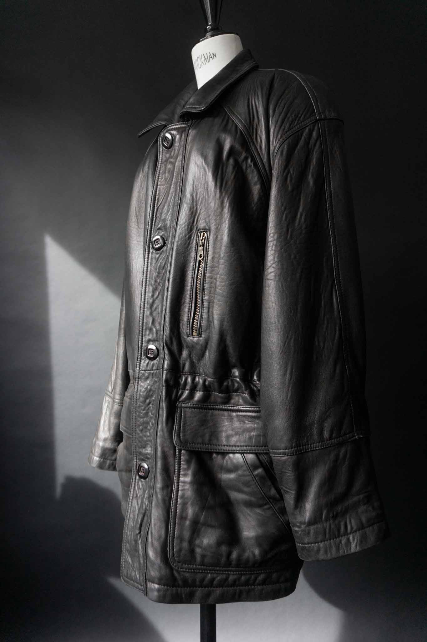 Schwarze Vintage Lederjacke Damen Oversized Herbstjacke 80s 90s