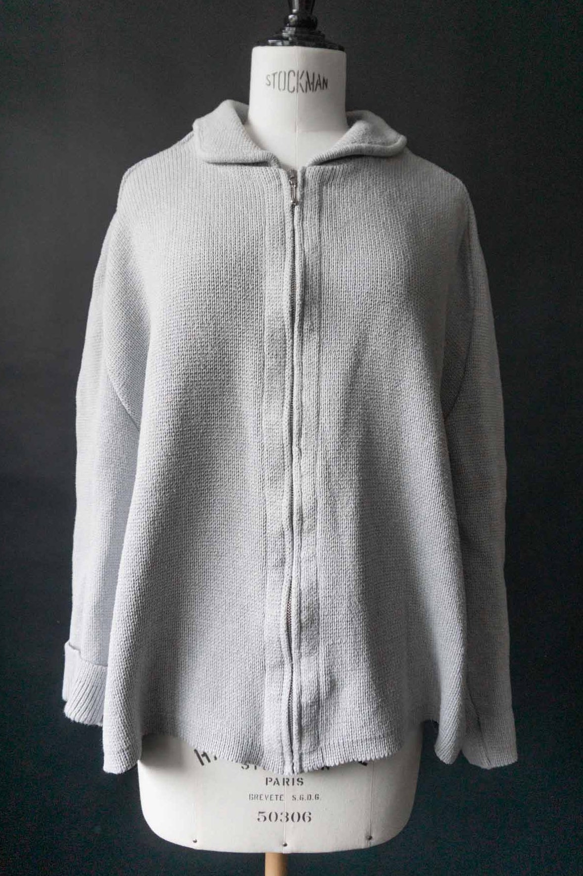 OMEN Strickjacke in Grau mit Reißverschluss