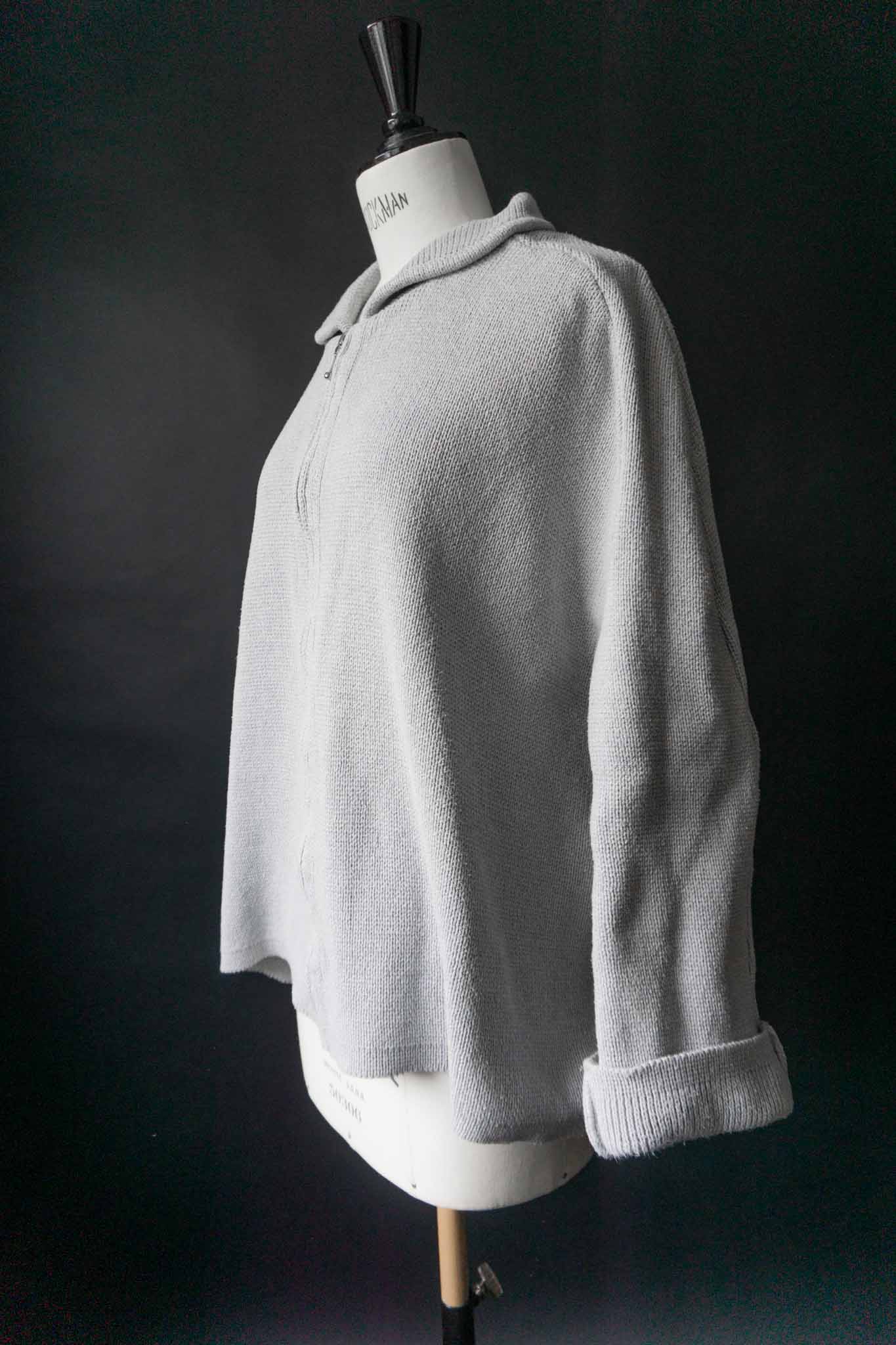 OMEN Strickjacke in Grau mit Reißverschluss