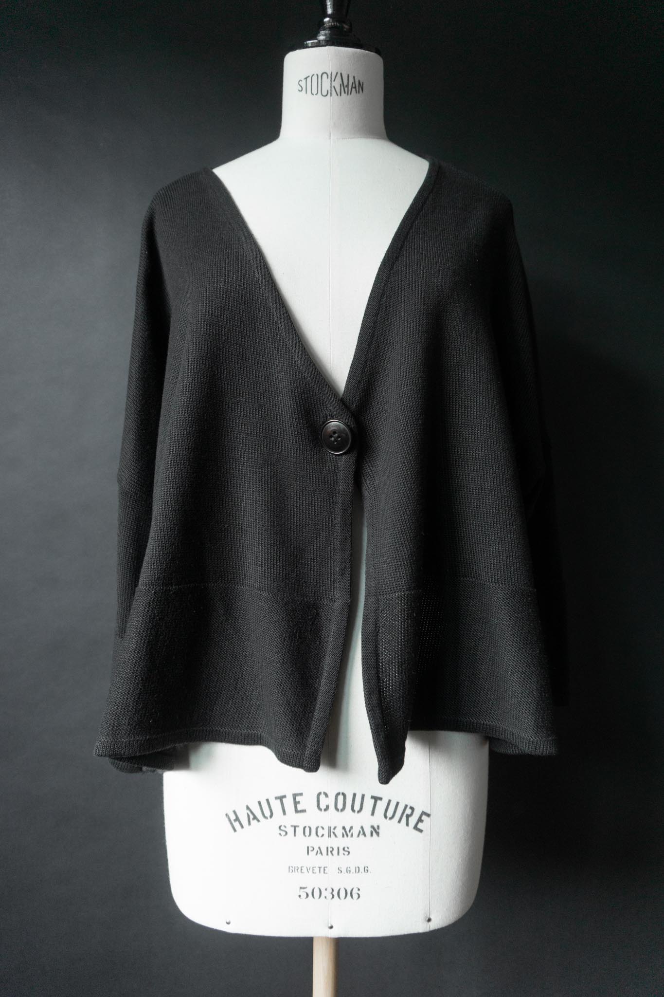 Vintage Black Avant-Garde Knit Cardigan, M–XL theplaincircle vintage